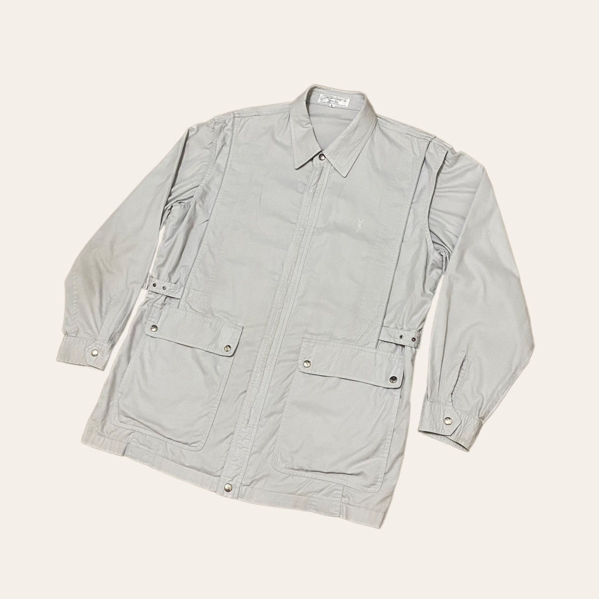 Yves Saint Laurent Vintage YSL Side Belt Button Up Light Layer Jacket Size US L / EU 52-54 / 3 - 2 Thumbnail