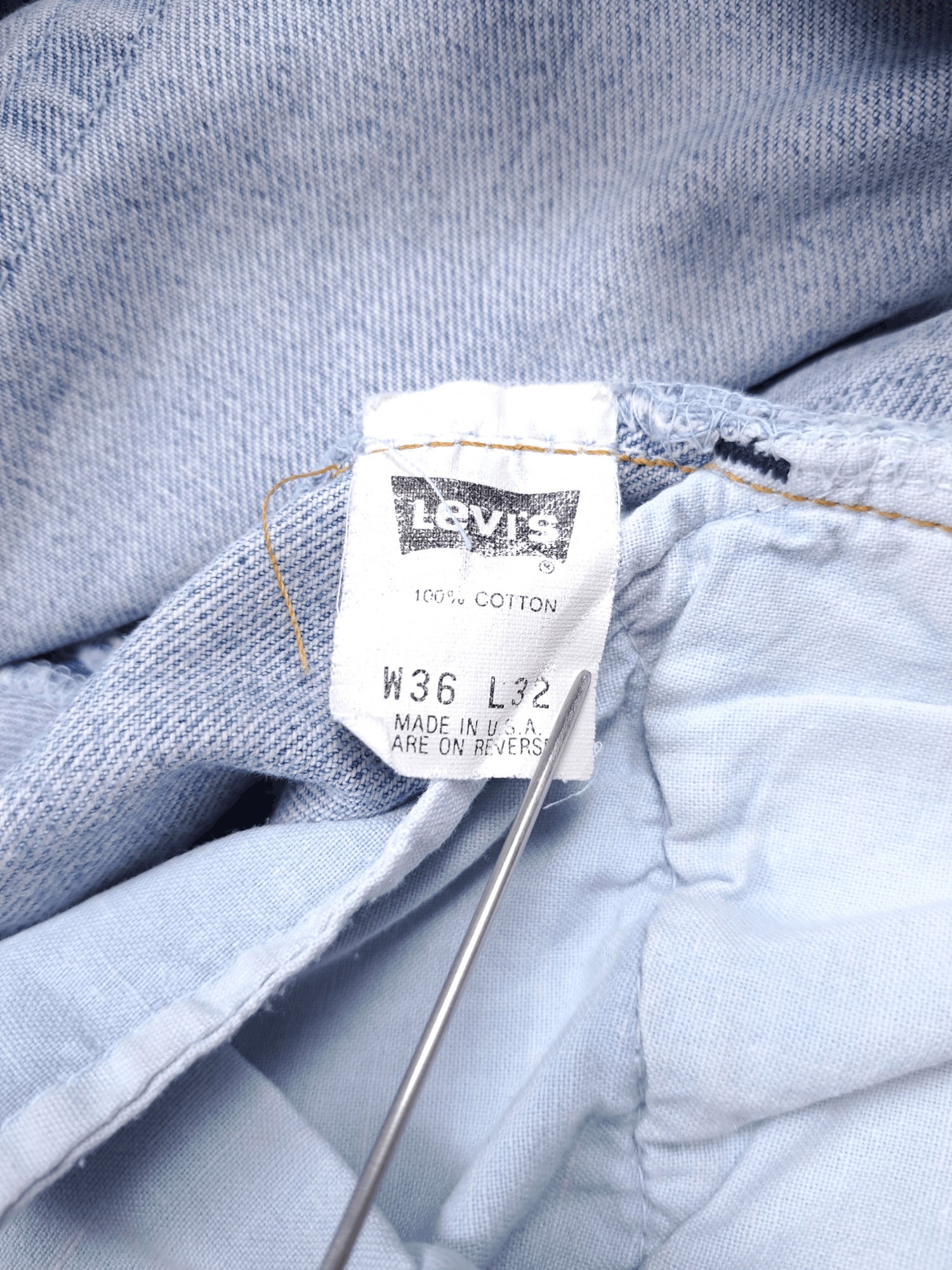 Levi's × Levi's Vintage Clothing × Vintage 💎 36/32 Levi's 90's Baby Blue Distressed Denim Jeans y2k Size US 36 / EU 52 - 6 Thumbnail