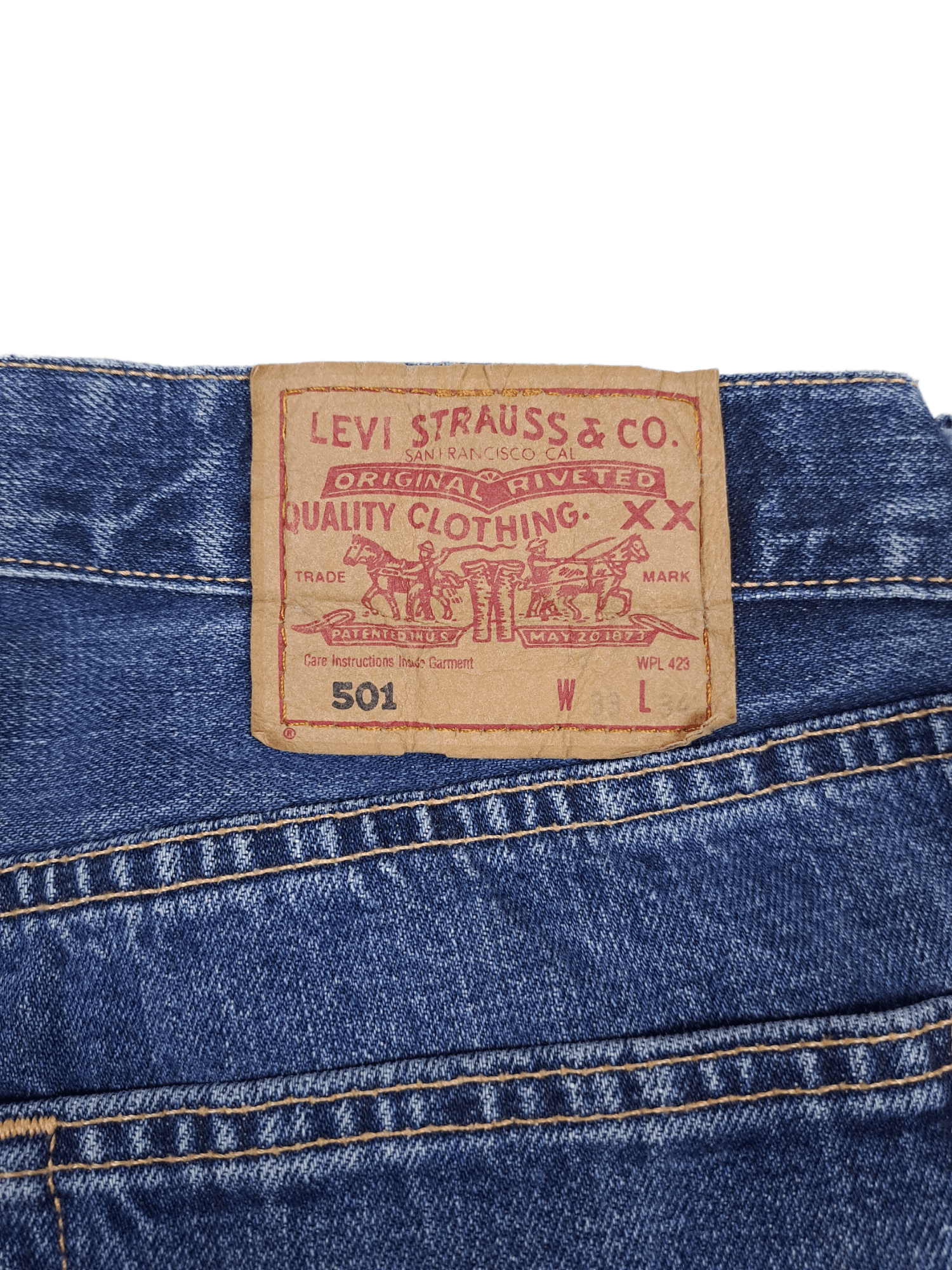 Levi's × Vintage 💎 90's Vintage Levi's 501 33/34 Washed Blue Denim Jeans Y2K Size US 33 - 3 Thumbnail