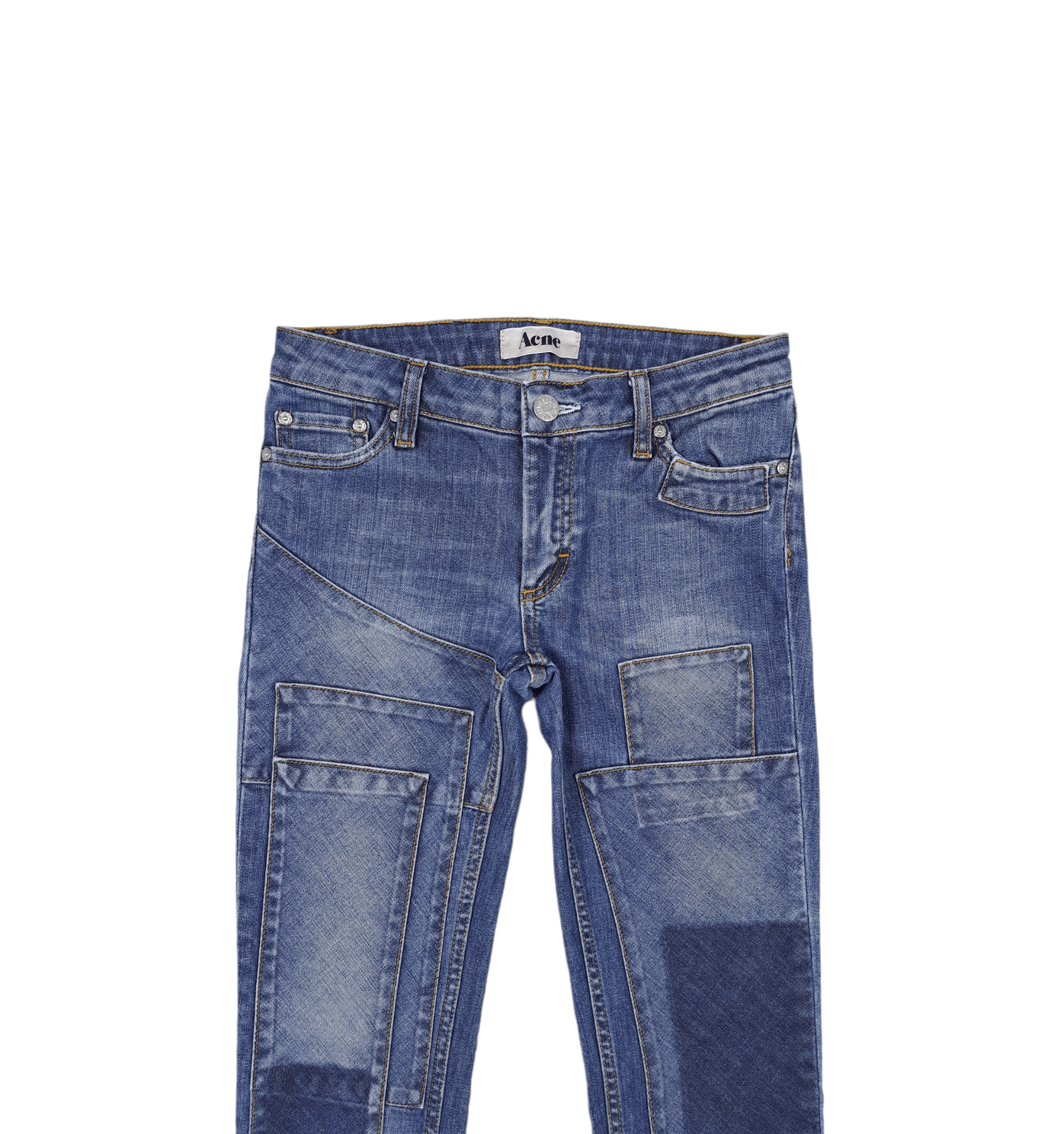 💎 28/32 Slim KEX PATCH Patchwork Denim Jeans Custom y2K