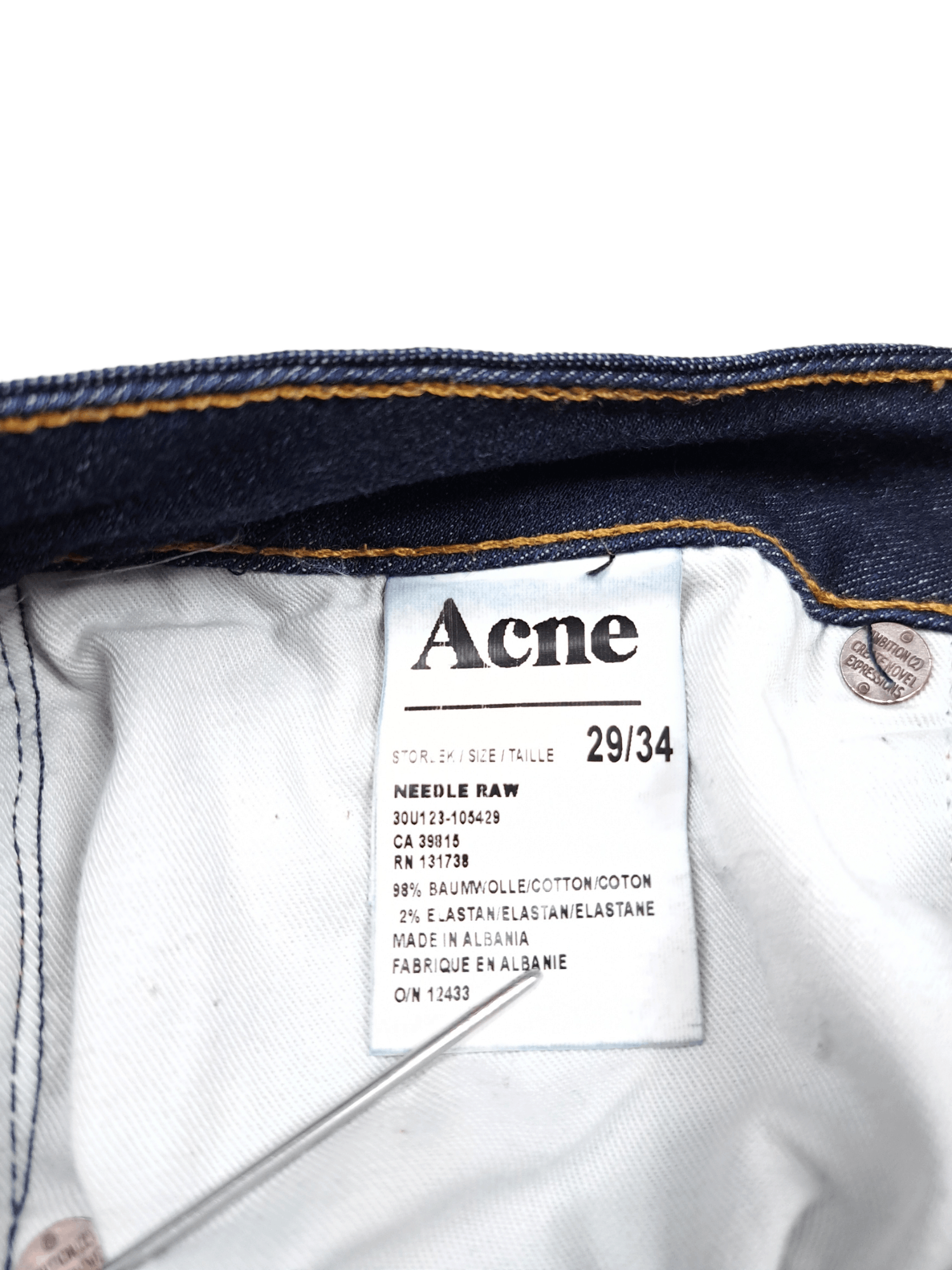 Acne Studios Acne Studios 29/34 Needle Raw Skinny Navy Denim Jeans Size 29" - 5 Thumbnail