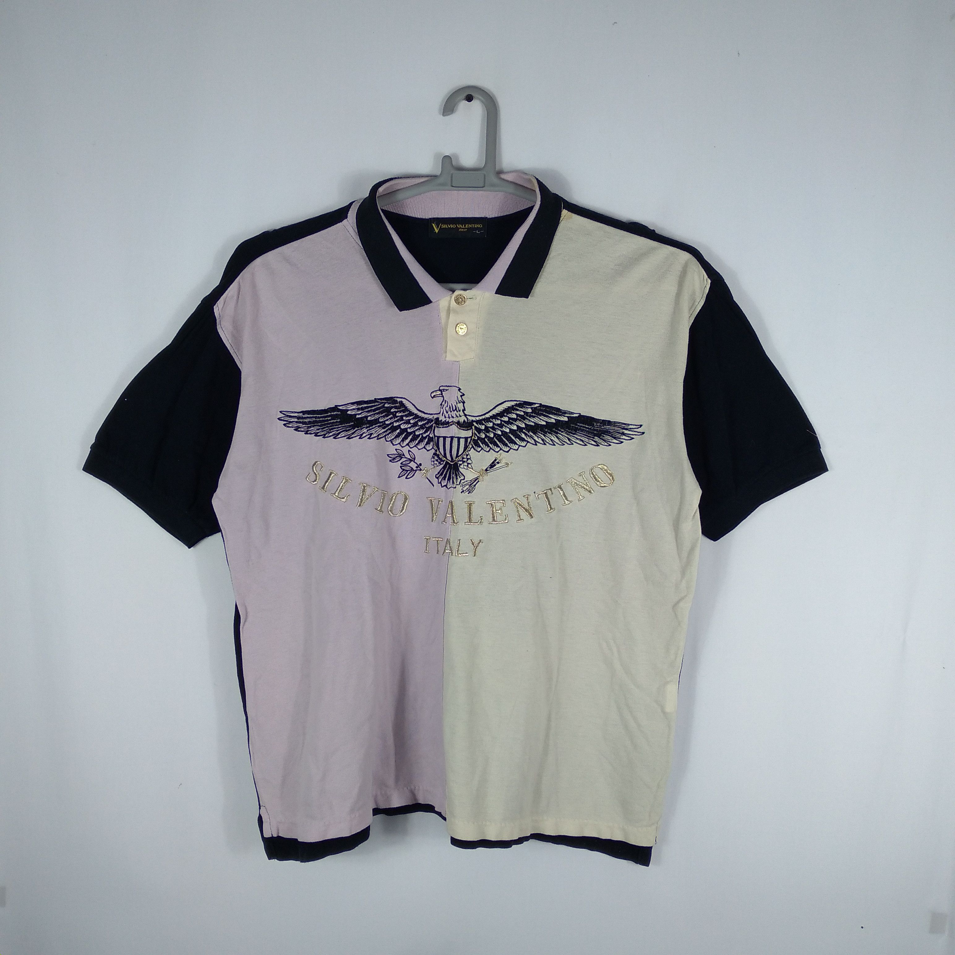 Designer × Vintage Silvio Valentino Big Logo Embroidery Spellout Shirts Size US L / EU 52-54 / 3 - 1 Thumbnail