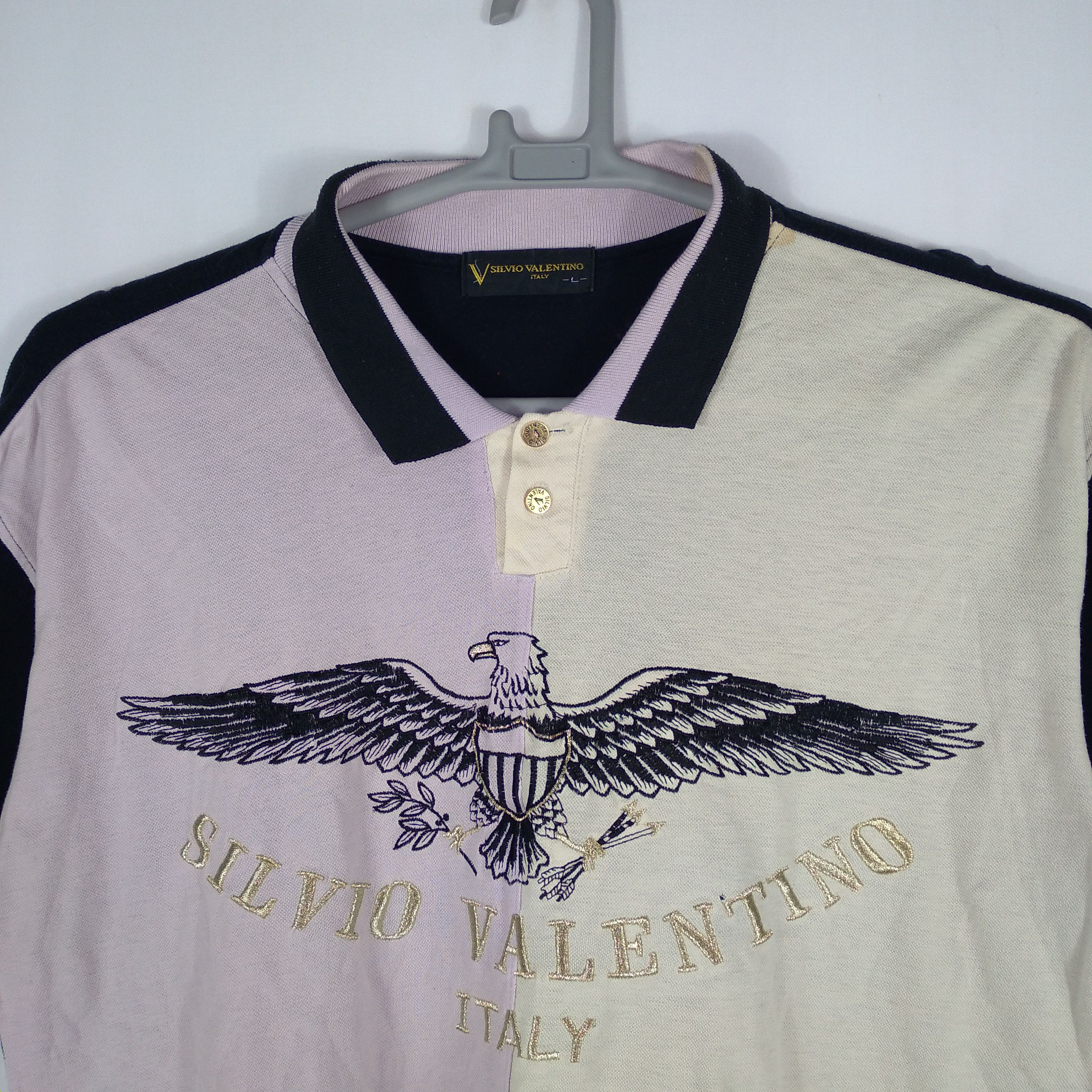 Designer × Vintage Silvio Valentino Big Logo Embroidery Spellout Shirts Size US L / EU 52-54 / 3 - 2 Thumbnail