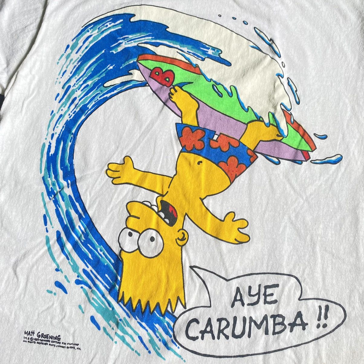 The Simpsons Rare Vintage 1990s Bart Simpson Aye Carumba Graphic Logo Tee Size US L / EU 52-54 / 3 - 3 Thumbnail