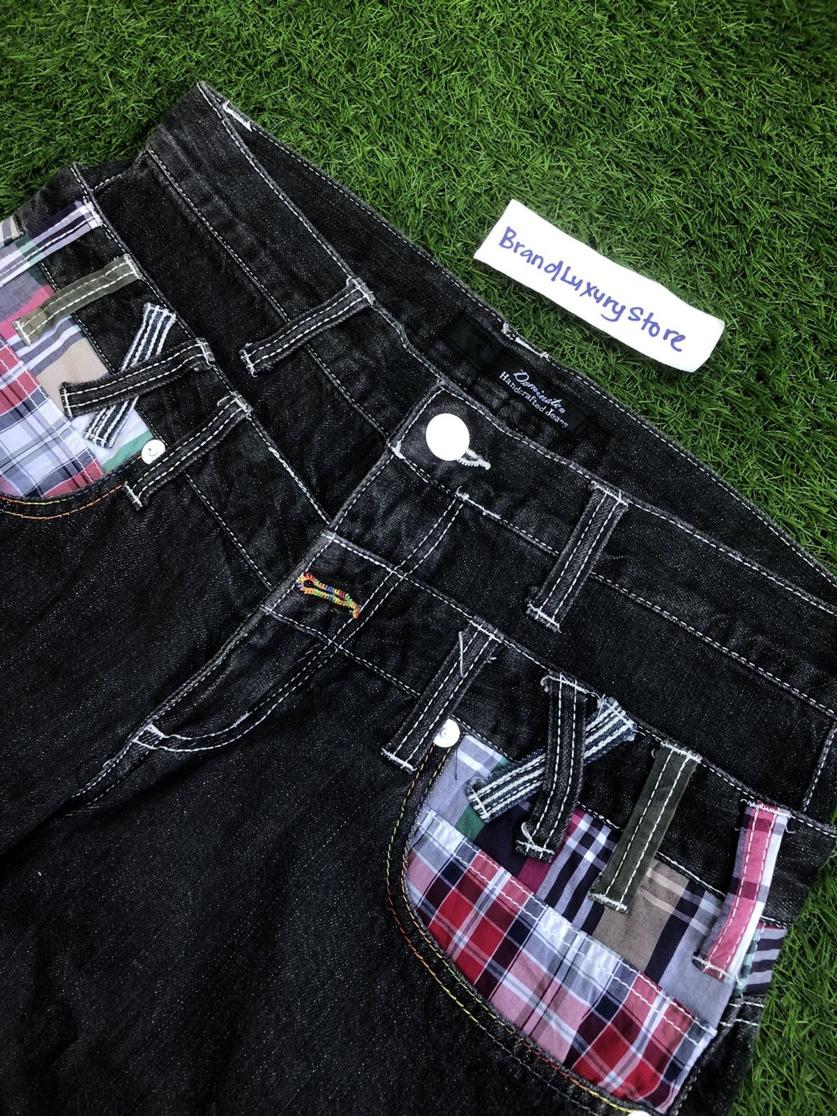 Tornado Mart Rare🔥Dominated Handcrafted jean Double Waist Denim Pants Size US 34 / EU 50 - 4 Thumbnail