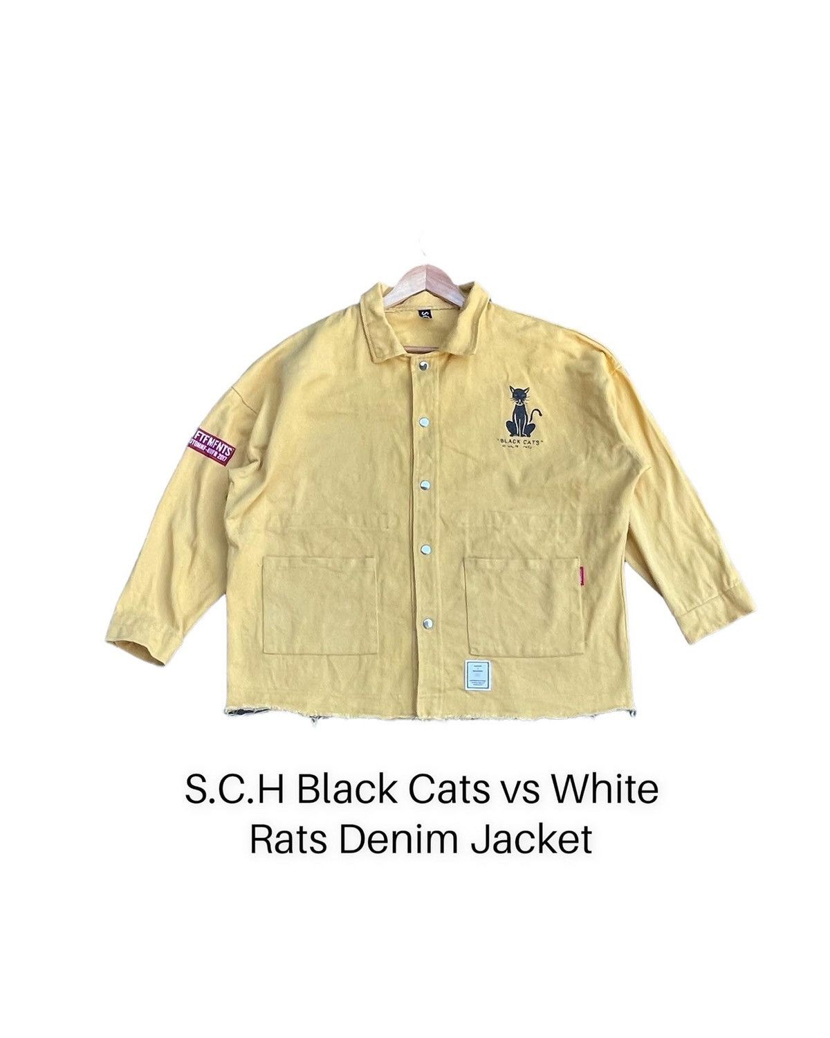 Japanese Brand Black Cats vs White Rats Denim Jacket Size US XXL / EU 58 / 5 - 1 Thumbnail
