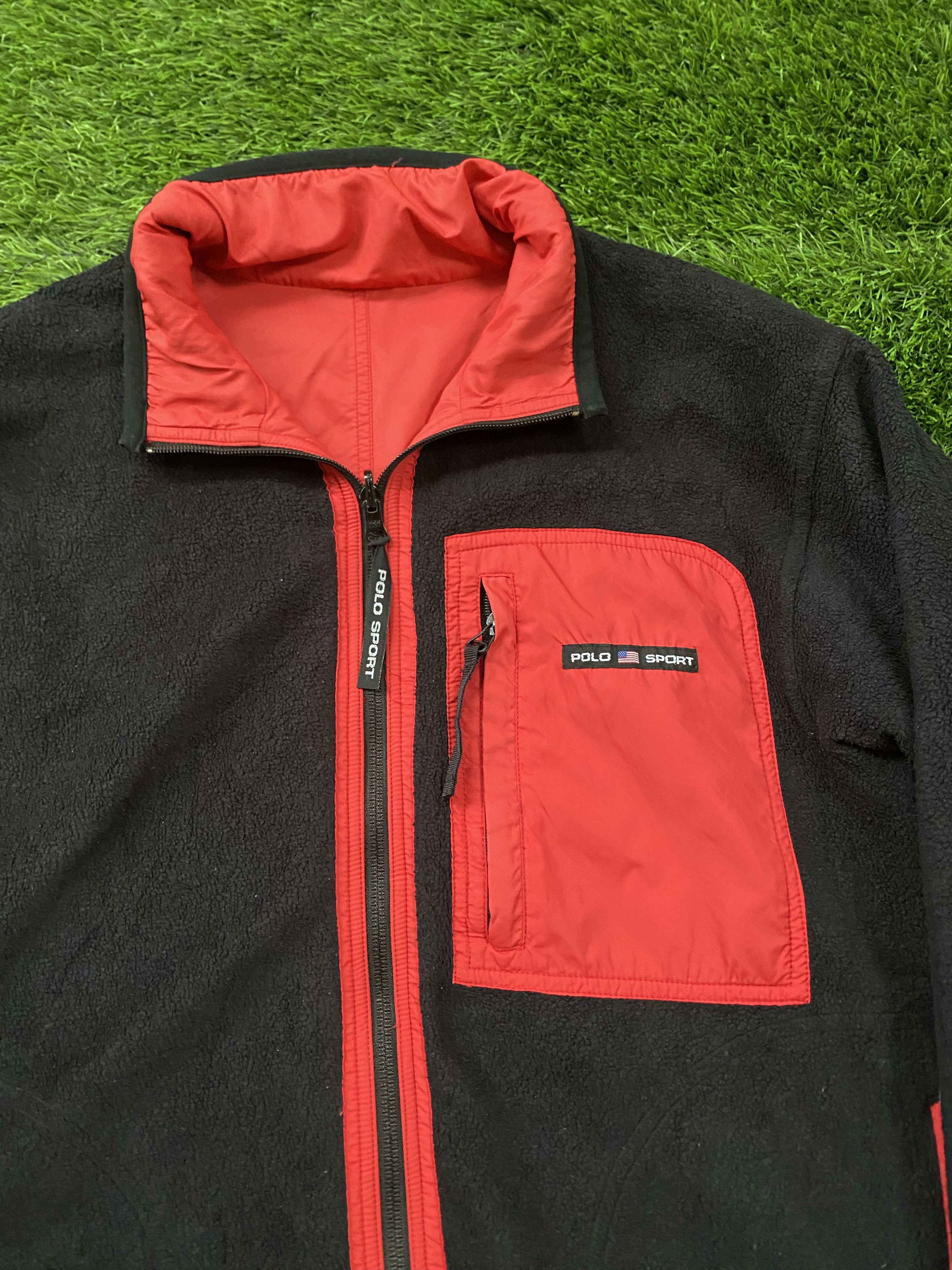 Polo Ralph Lauren × Vintage Vintage Polo Sport by Ralph Lauren Fleece Reversible Jacket Size US M / EU 48-50 / 2 - 3 Thumbnail