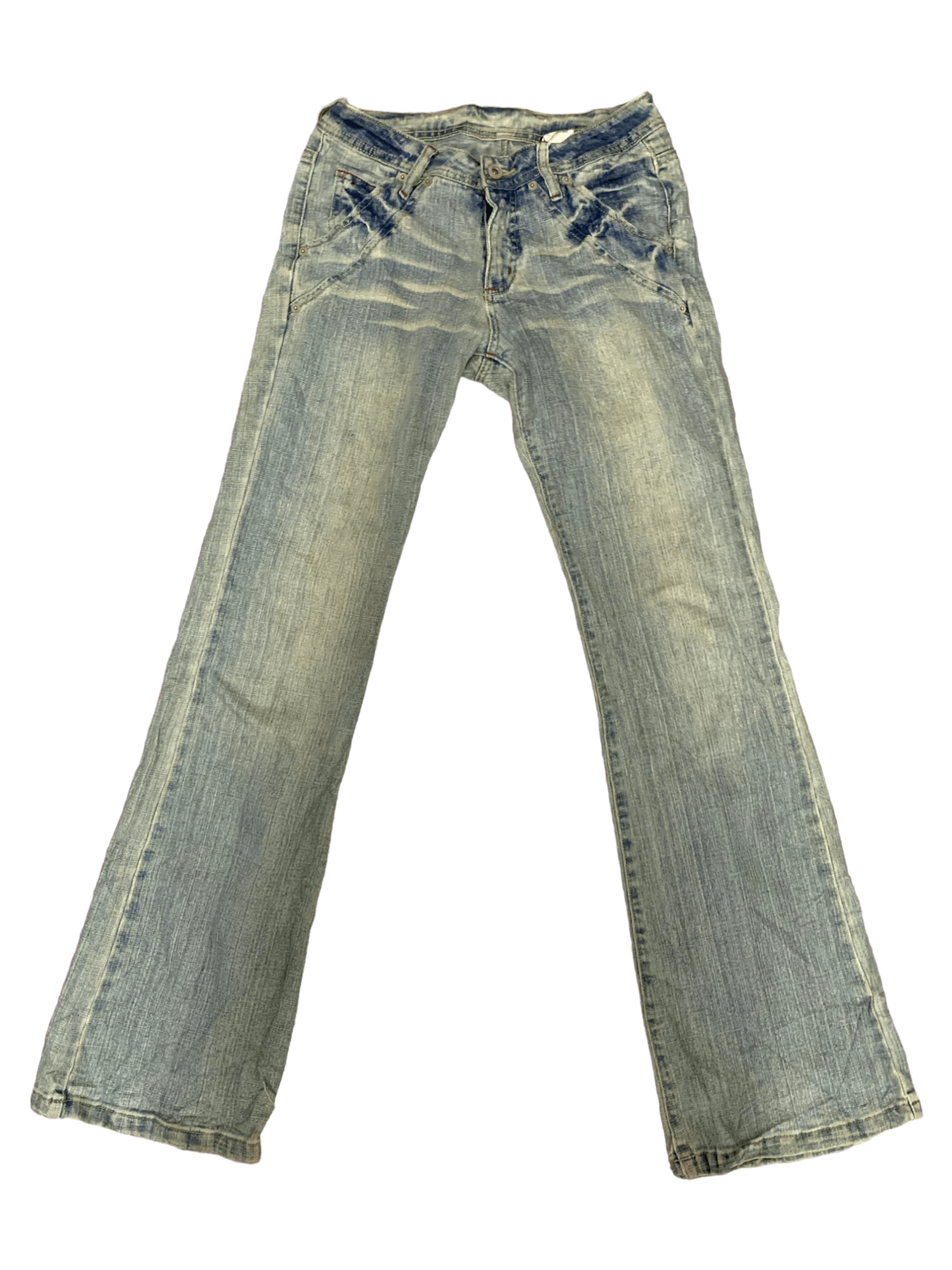 Distressed Denim Vintage Japanese Brand Acid Wash Style Flare Jeans