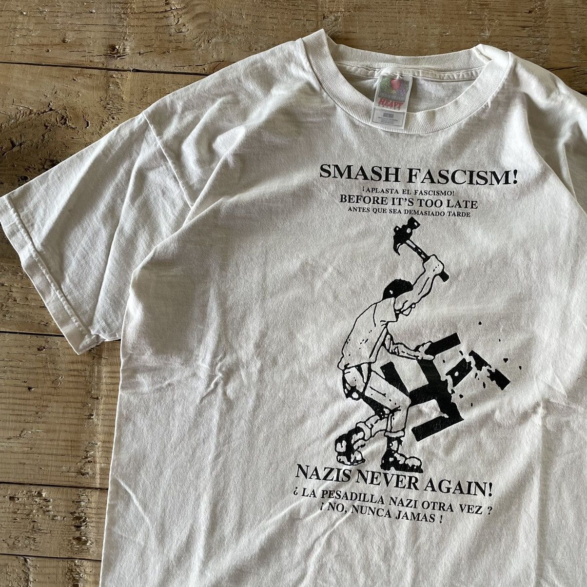 Other Rare Vintage 90s 00s Anti Nazi Smash Facism Political Shirt Size US L / EU 52-54 / 3 - 2 Thumbnail