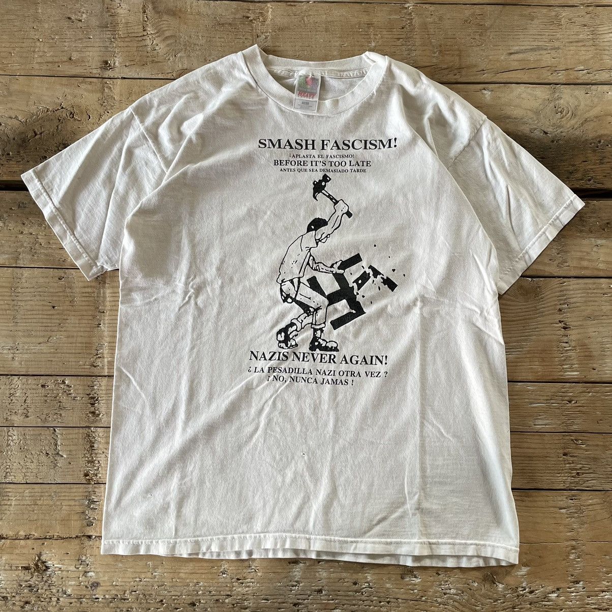 Other Rare Vintage 90s 00s Anti Nazi Smash Facism Political Shirt Size US L / EU 52-54 / 3 - 1 Thumbnail
