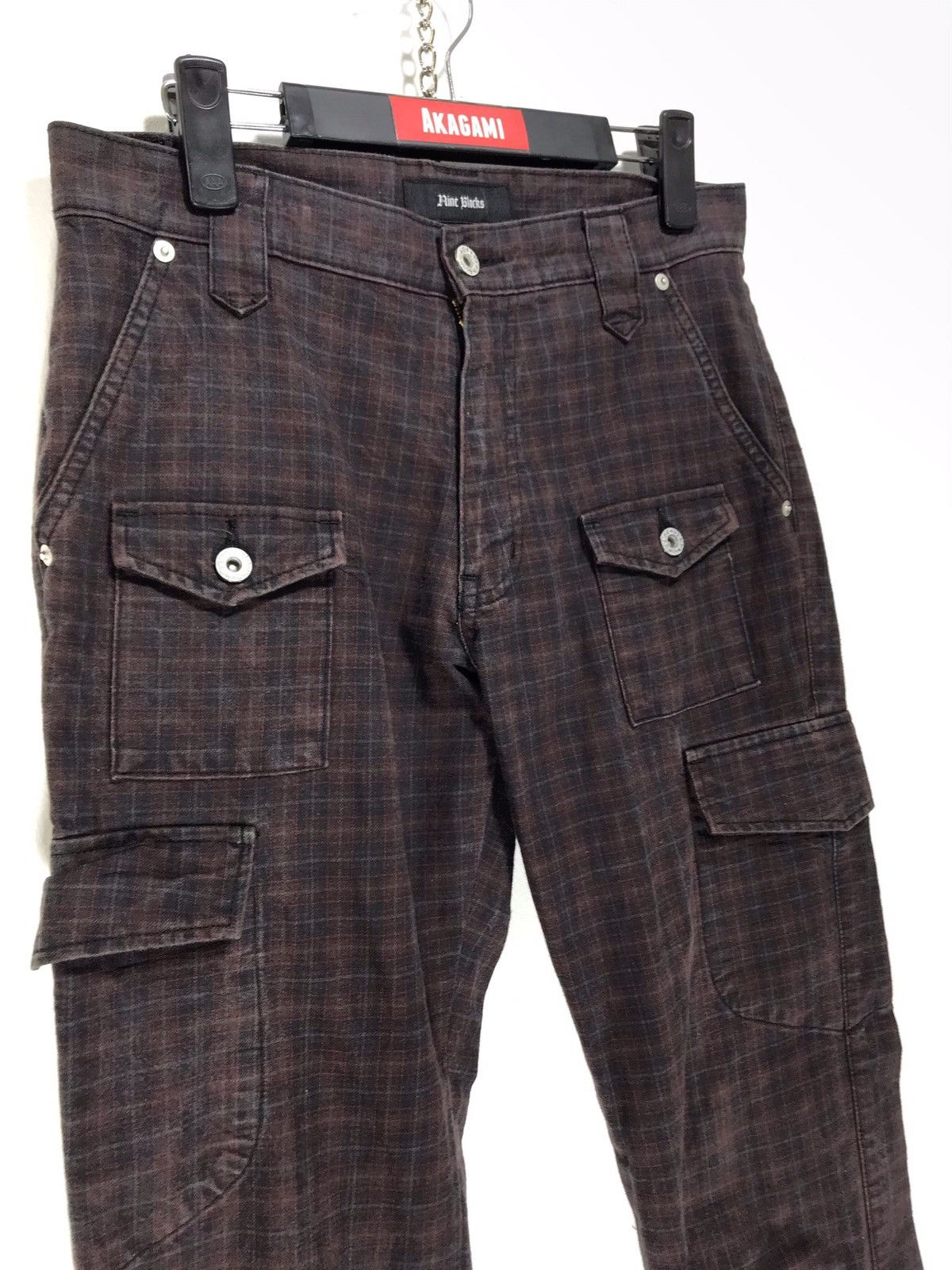 Japanese Brand Nine Blocks Check Plaid Cargo Slim Pant 16🟦 Size US 30 / EU 46 - 1 Thumbnail
