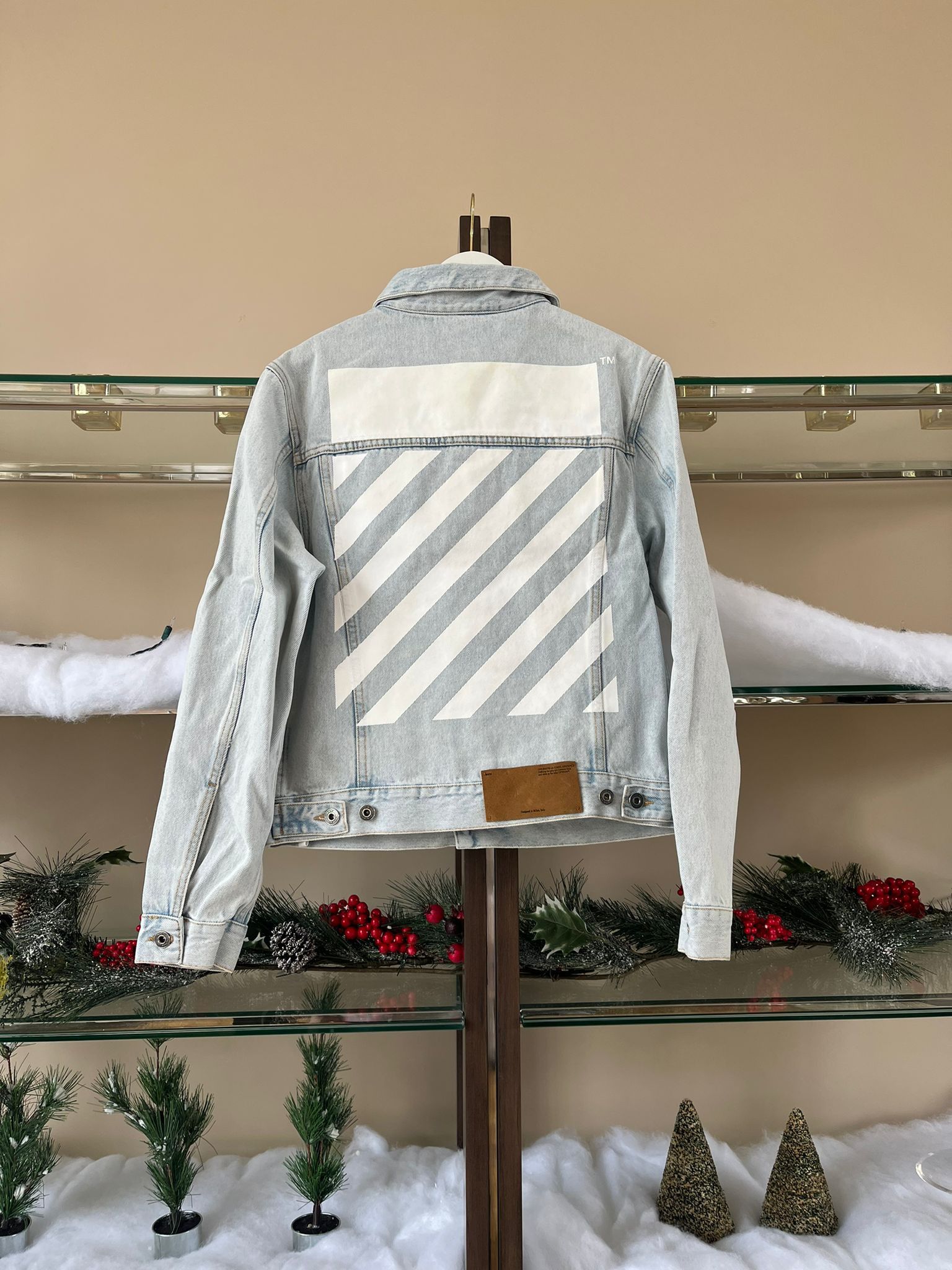 Off-White Diagonal Tab Back Slim Denim Jacket in Light Blue | Grailed