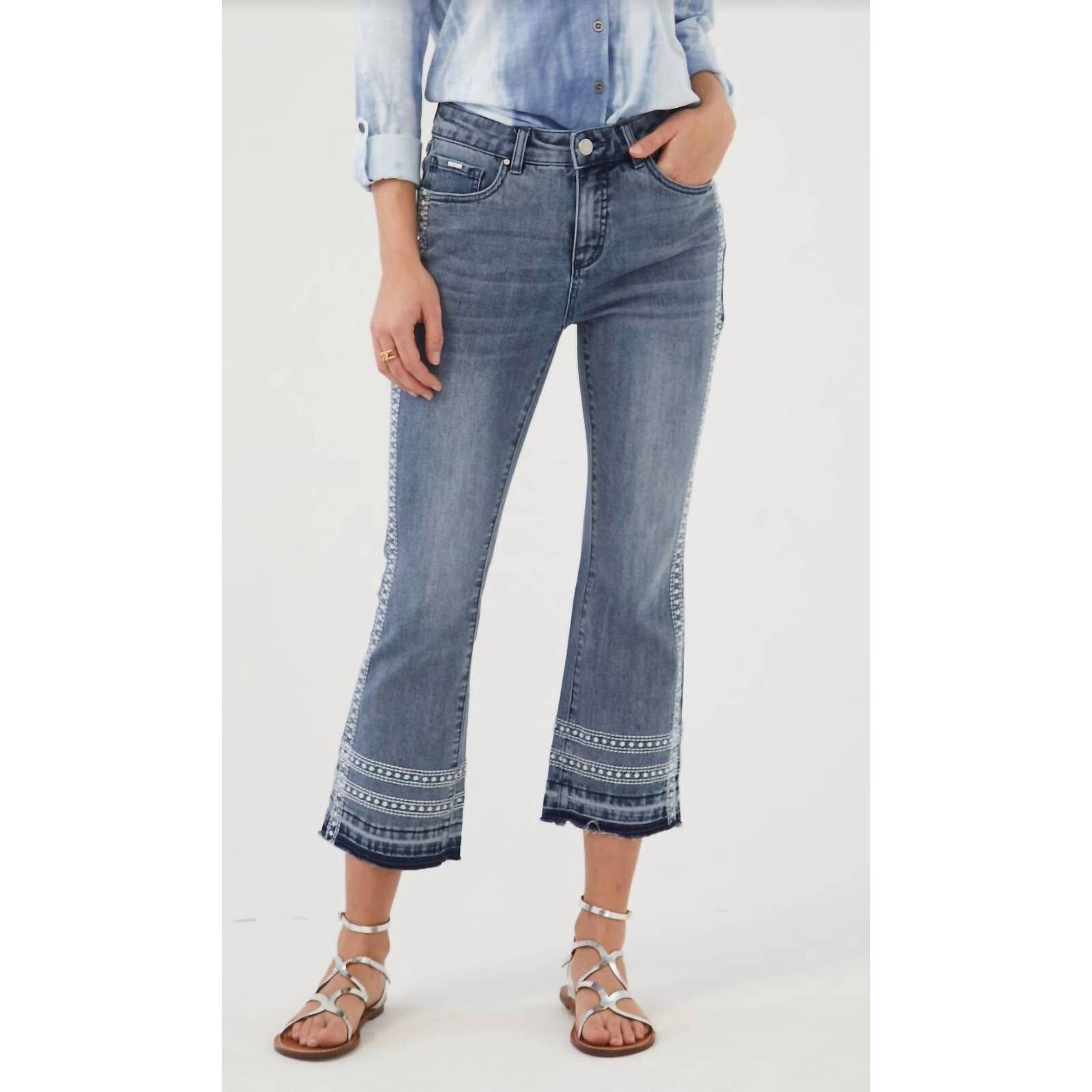 Designer FDJ Embroidered Olivia Boot Crop Jeans In Vintage Wash | Grailed