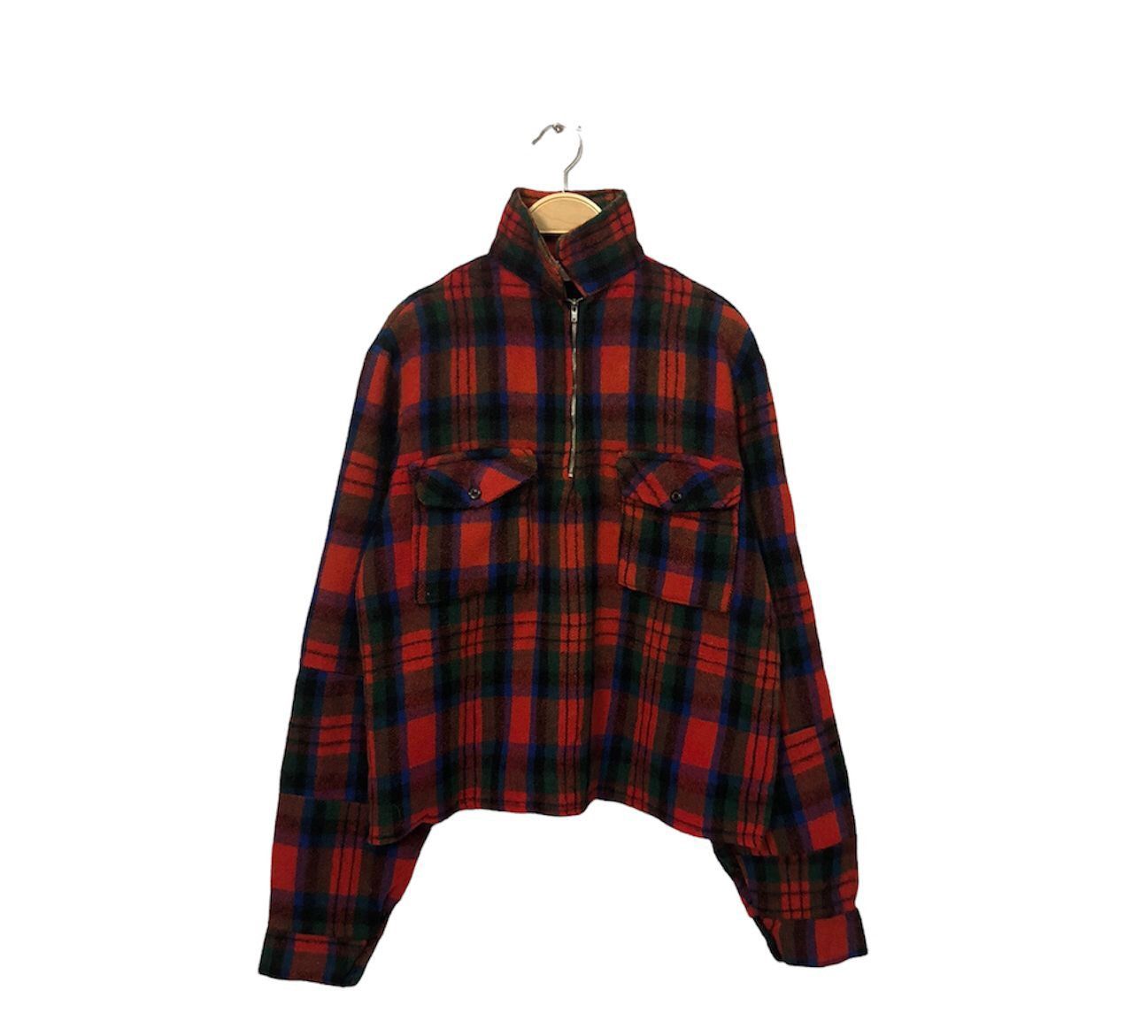 Vintage Wrightson Half Zipper Plaid Wool Jacket