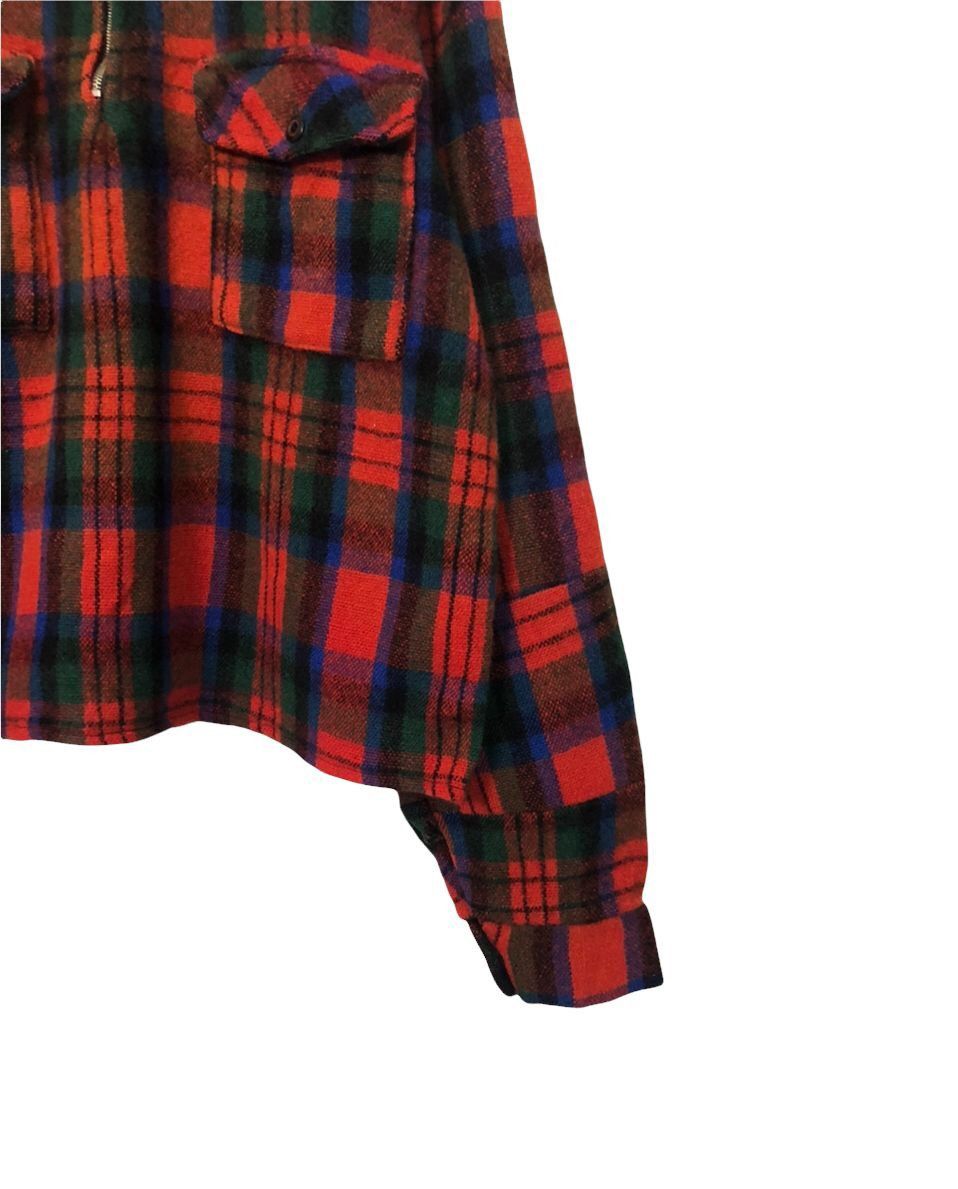 Japanese Brand Vintage Wrightson Half Zipper Plaid Wool Jacket Size US M / EU 48-50 / 2 - 2 Thumbnail