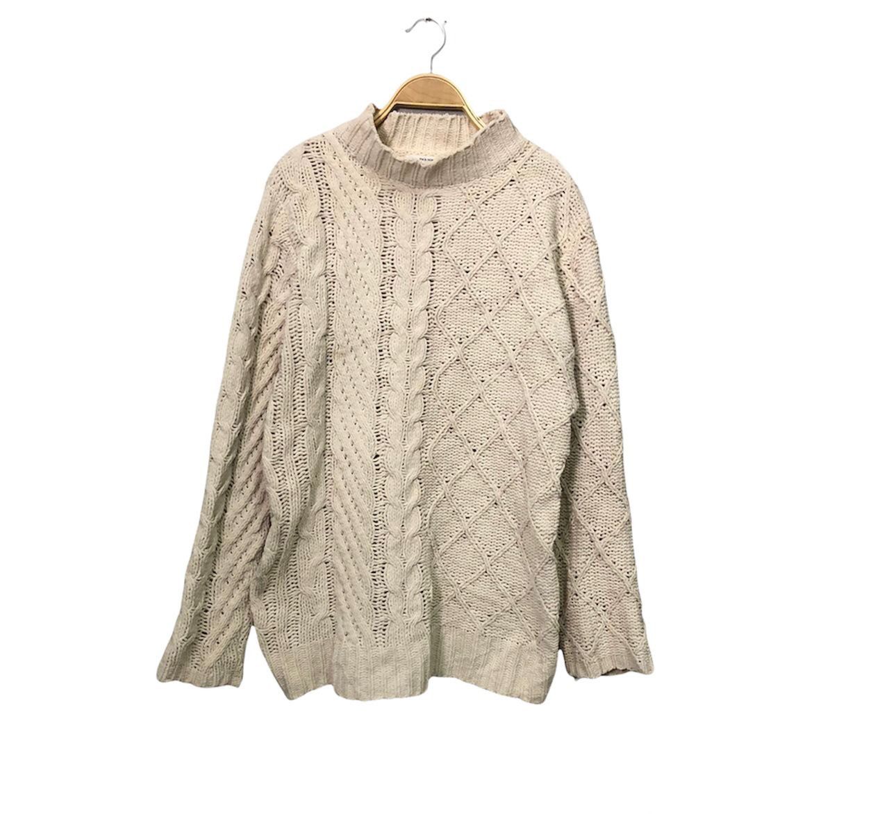 image of Aran Isles Knitwear x Coloured Cable Knit Sweater Vintage Back Number Knitwearsweater Jumper in Whi