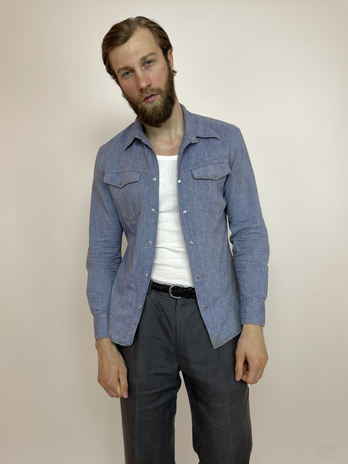 Ferre × Vintage GIANFRANCO FERRE Denim shirt vintage Long sleeve Slim fit Size US M / EU 48-50 / 2 - 3 Thumbnail