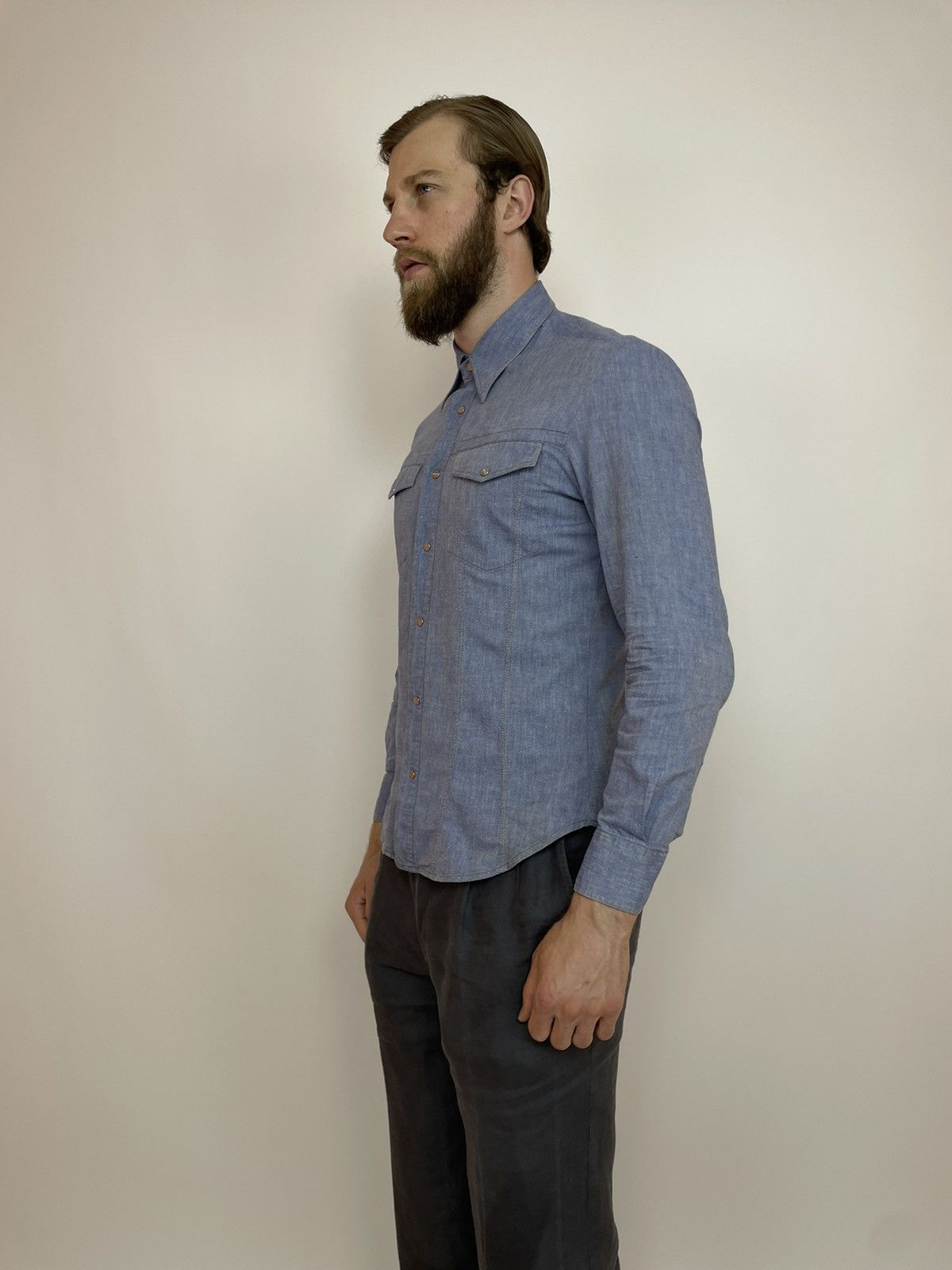 Ferre × Vintage GIANFRANCO FERRE Denim shirt vintage Long sleeve Slim fit Size US M / EU 48-50 / 2 - 7 Thumbnail