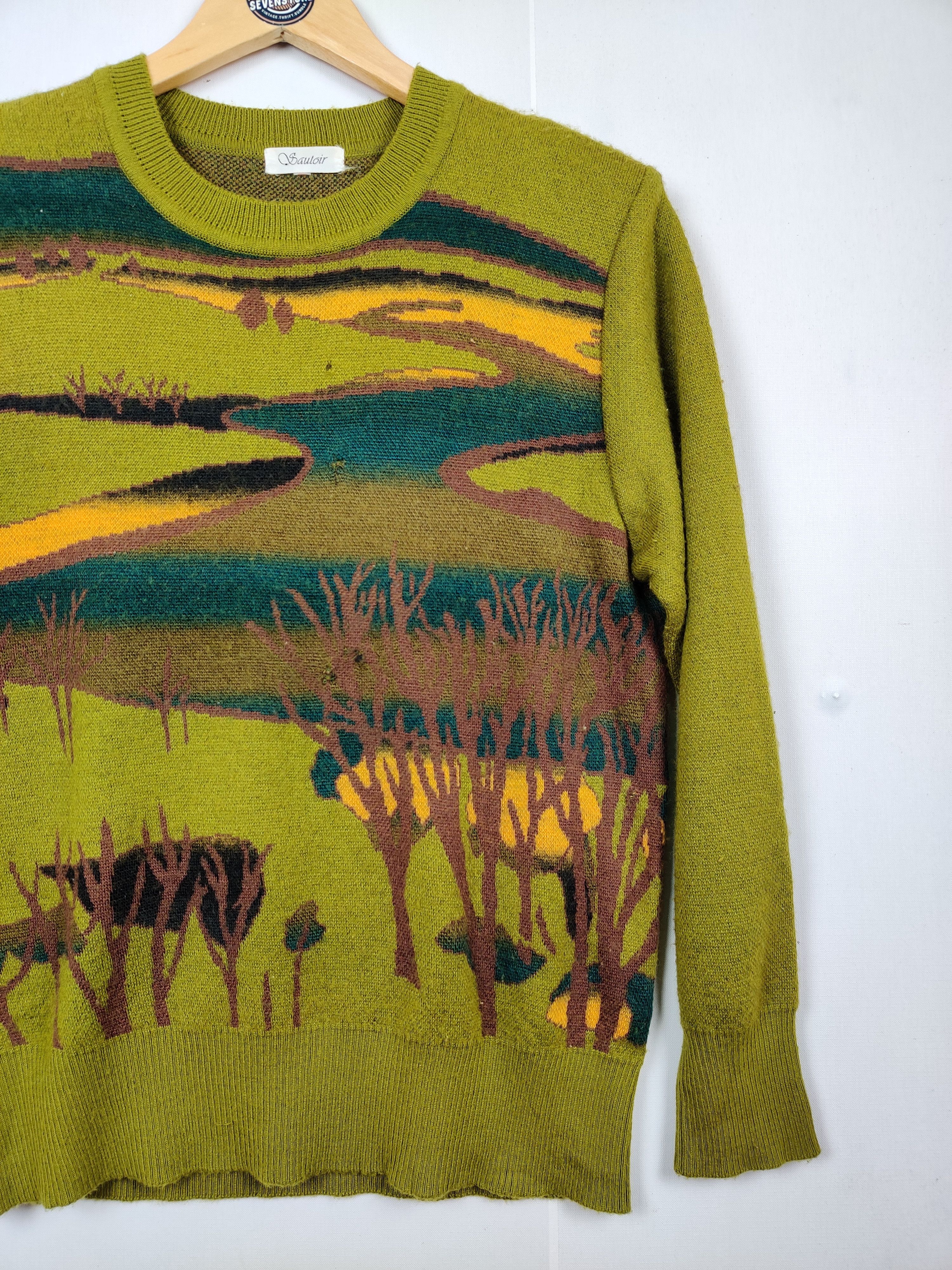 Aran Isles Knitwear Vintage Japanese Brand Art Knit Sweater By Sauloir Size US M / EU 48-50 / 2 - 3 Thumbnail