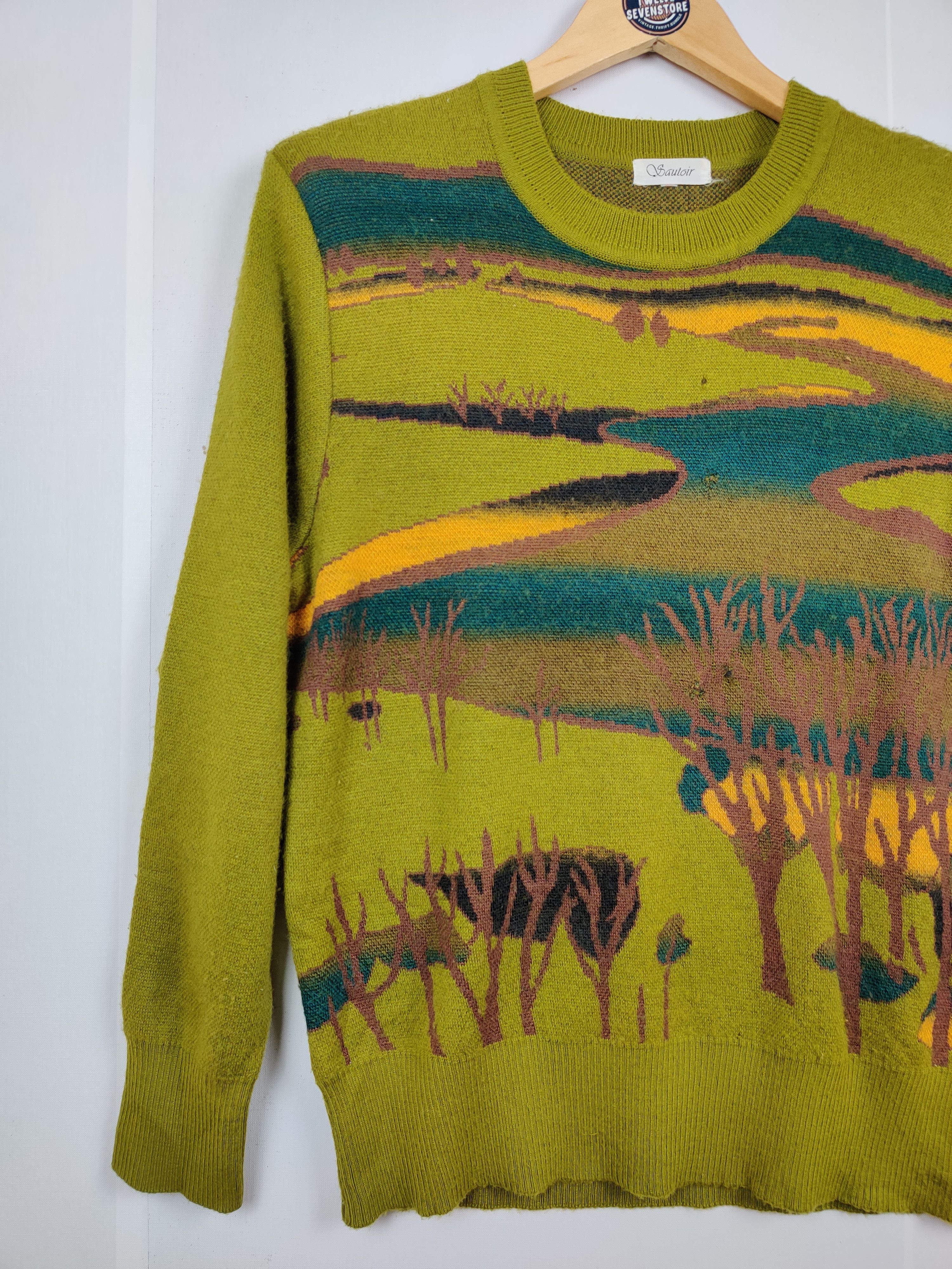 Aran Isles Knitwear Vintage Japanese Brand Art Knit Sweater By Sauloir Size US M / EU 48-50 / 2 - 5 Thumbnail