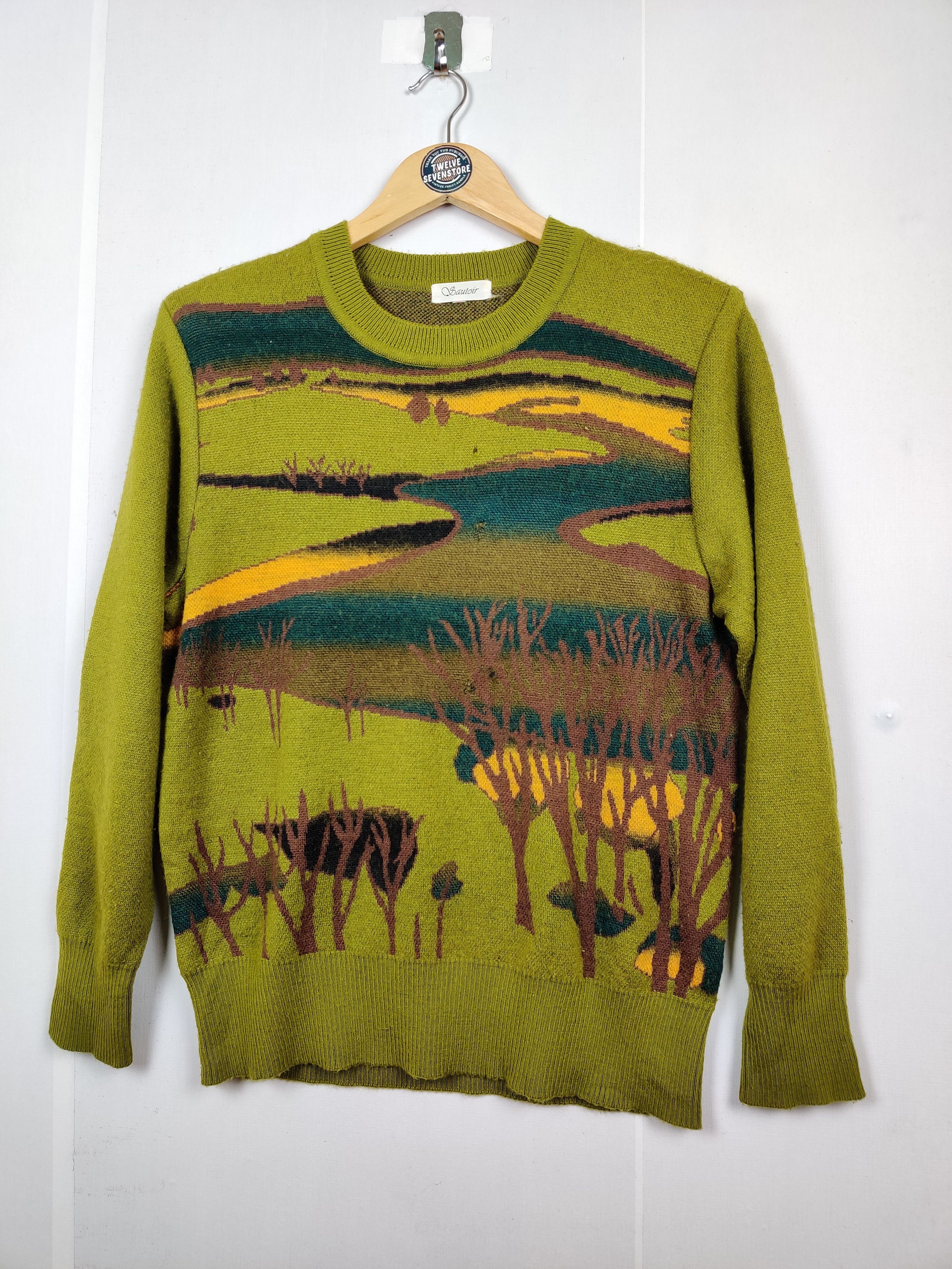Aran Isles Knitwear Vintage Japanese Brand Art Knit Sweater By Sauloir Size US M / EU 48-50 / 2 - 2 Thumbnail