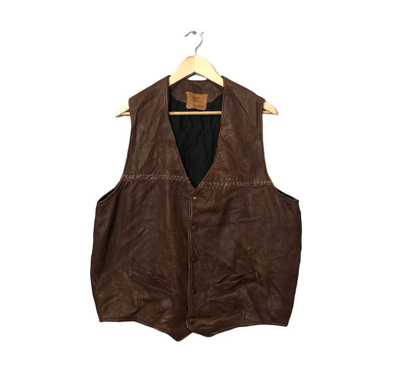 Japanese Brand Vintage BL Button Ups Leather Vest Jacket Size US L / EU 52-54 / 3 - 1 Thumbnail