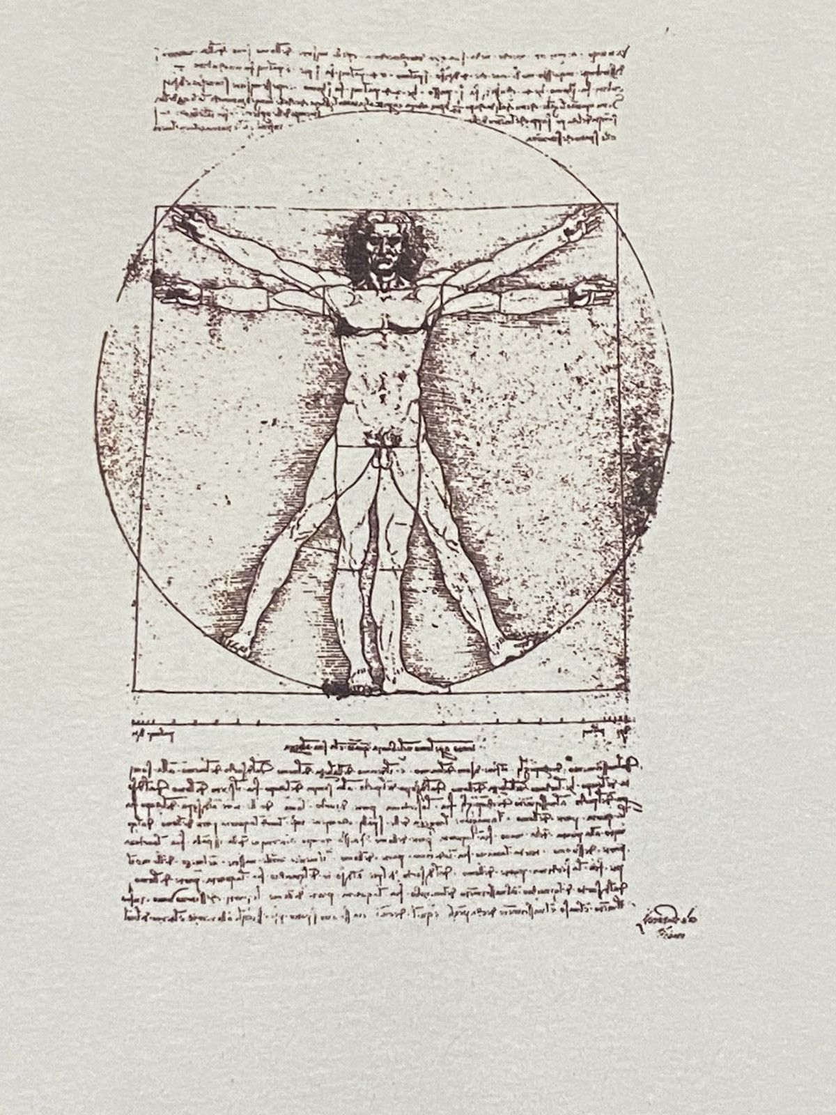 Vintage Vintage Leonardo Da Vinci Vitruvian Man Tshirt Size US M / EU 48-50 / 2 - 6 Thumbnail