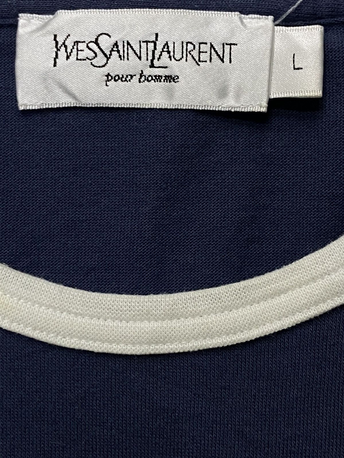 Vintage × Yves Saint Laurent Vintage YSL Yves Saint Laurent Big Logo Script Tshirt Size US L / EU 52-54 / 3 - 7 Thumbnail