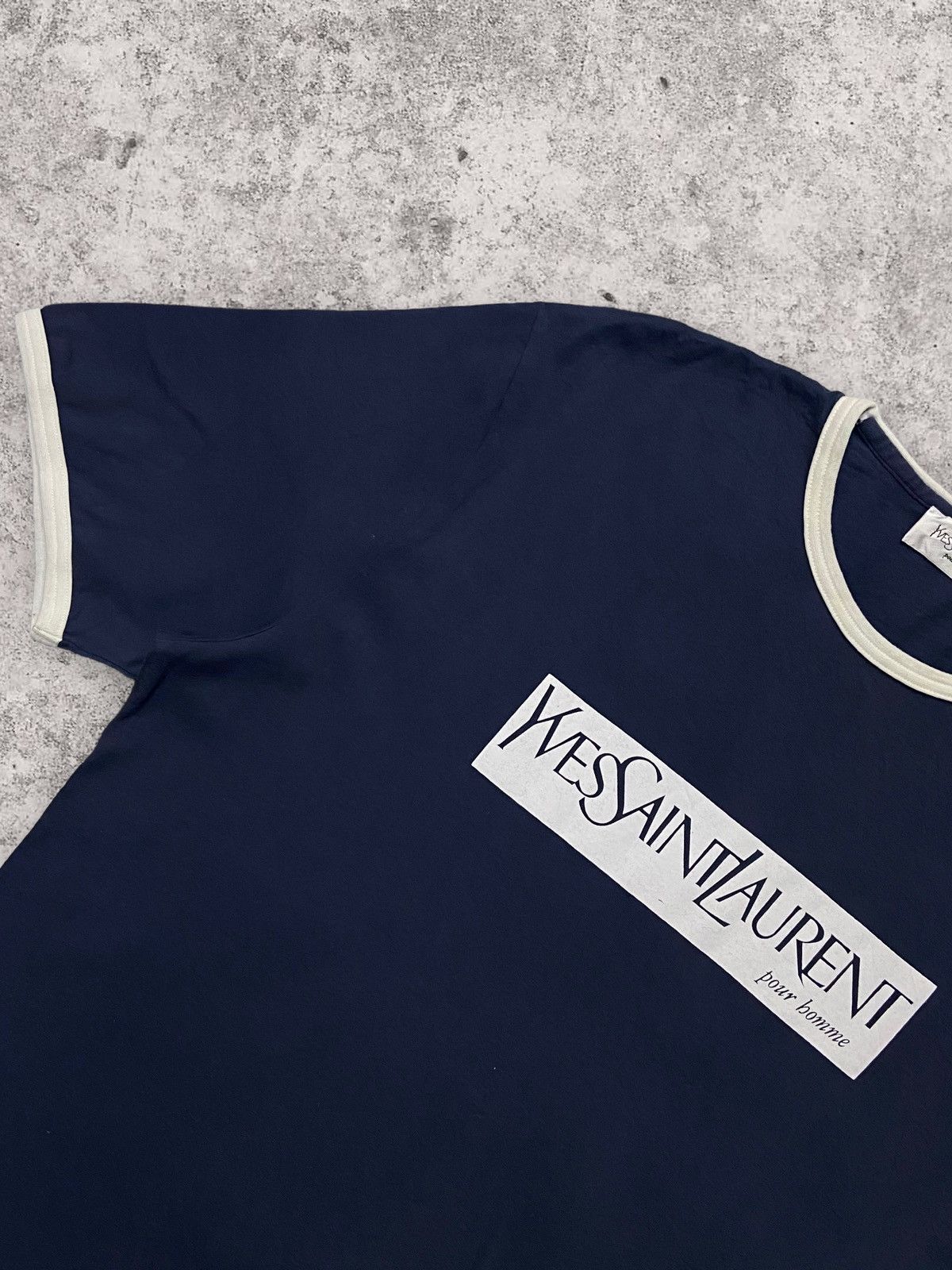 Vintage × Yves Saint Laurent Vintage YSL Yves Saint Laurent Big Logo Script Tshirt Size US L / EU 52-54 / 3 - 3 Thumbnail