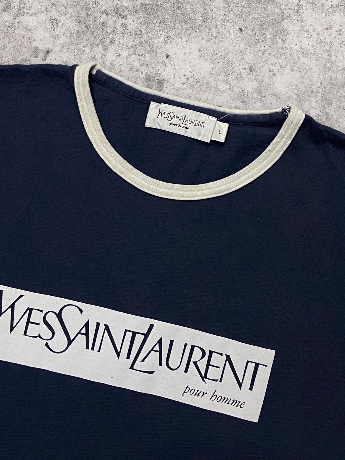 Vintage × Yves Saint Laurent Vintage YSL Yves Saint Laurent Big Logo Script Tshirt Size US L / EU 52-54 / 3 - 5 Thumbnail