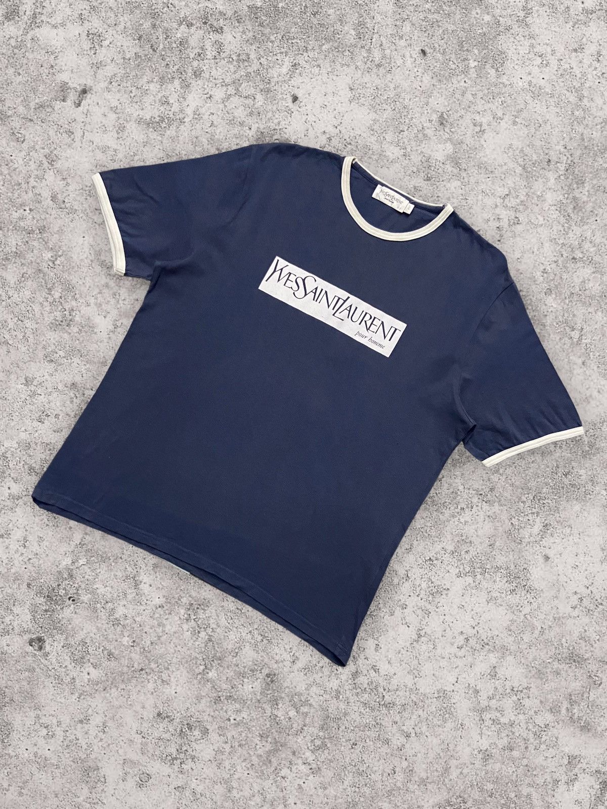 Vintage × Yves Saint Laurent Vintage YSL Yves Saint Laurent Big Logo Script Tshirt Size US L / EU 52-54 / 3 - 2 Thumbnail