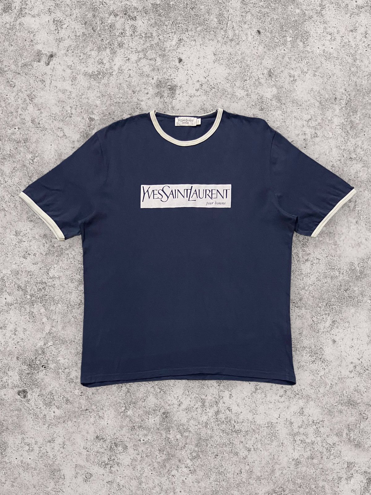 Vintage YSL Yves Saint Laurent Big Logo Script Tshirt