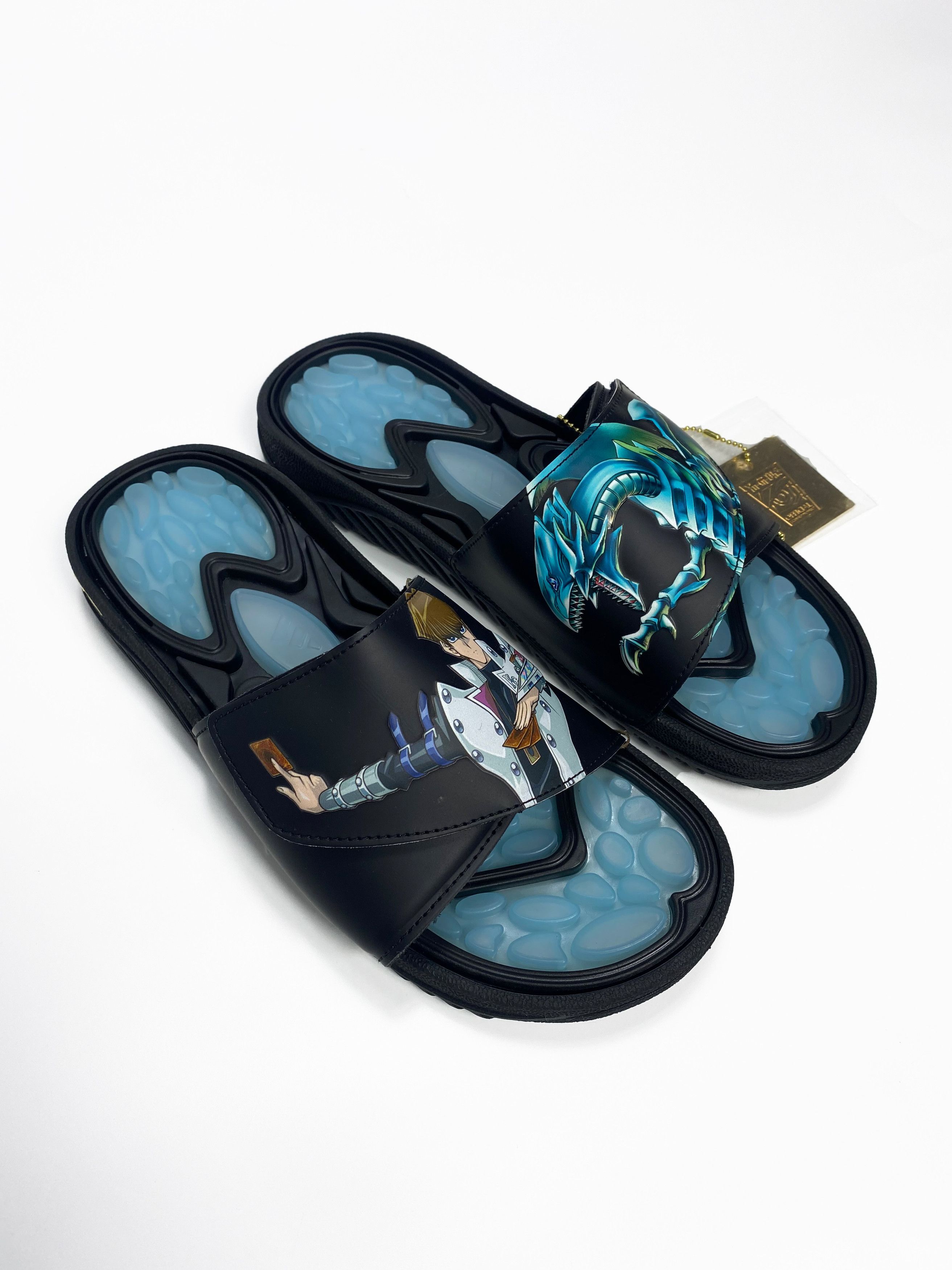 NWT Adidas Reptossage Yu-Gi-Oh Blue Eyes White Dragon Slides