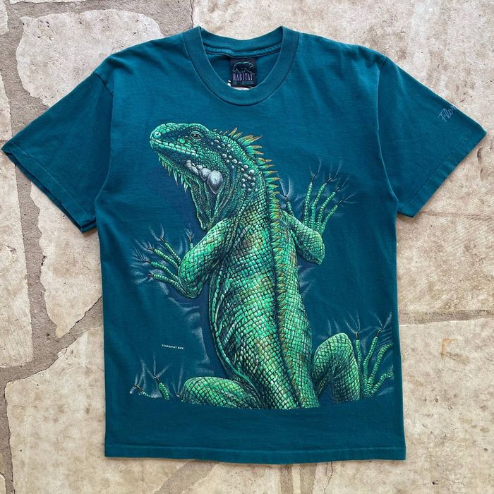 Vintage 90s Vintage All Over Print Iguana Nature Tee Shirt M | Grailed