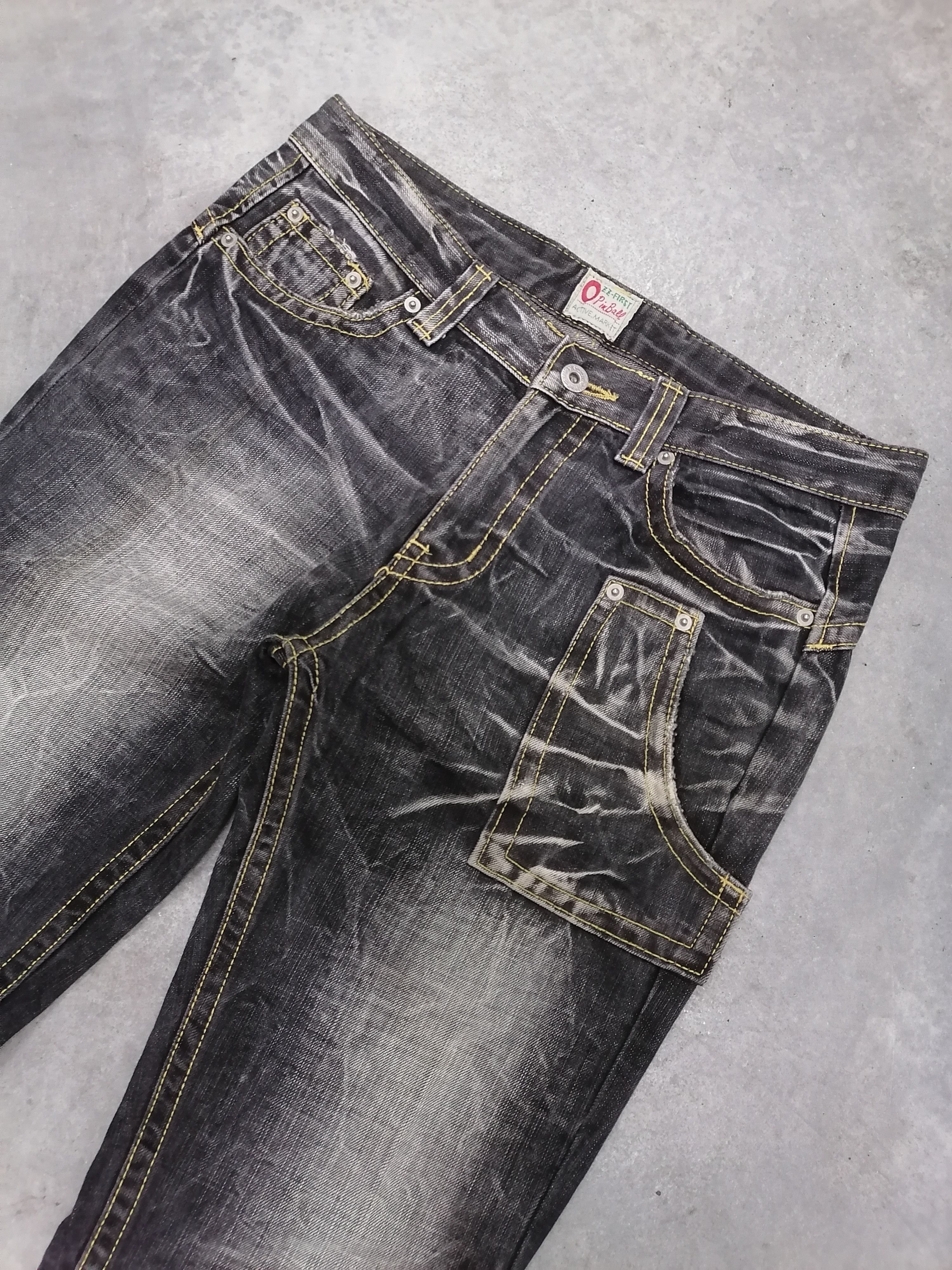 Japanese Brand FLARED TWIST🔥🔥🔥Pinball Washed Black Denim Bushpants⚡ Size US 31 - 4 Thumbnail