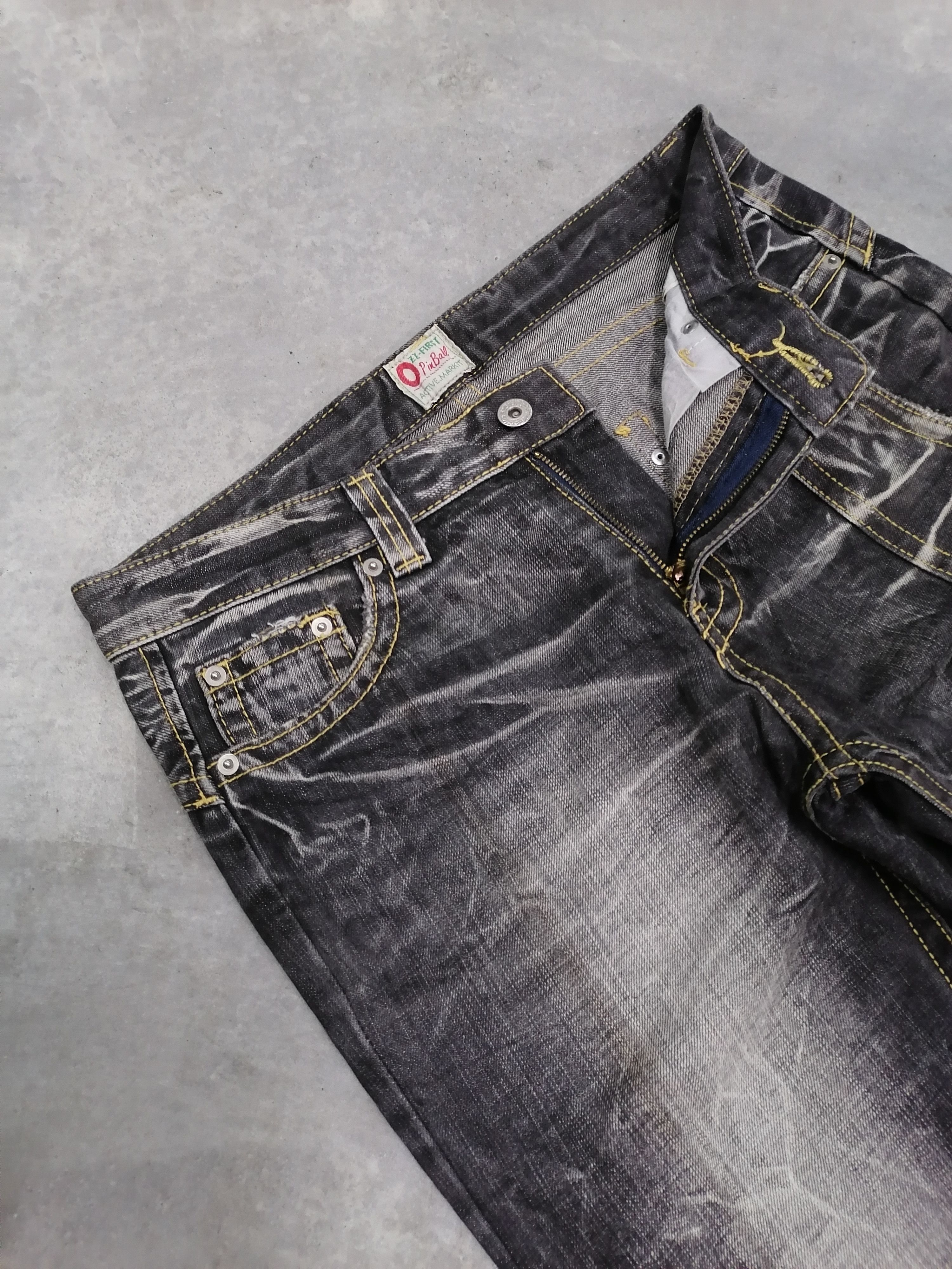 Japanese Brand FLARED TWIST🔥🔥🔥Pinball Washed Black Denim Bushpants⚡ Size US 31 - 5 Thumbnail