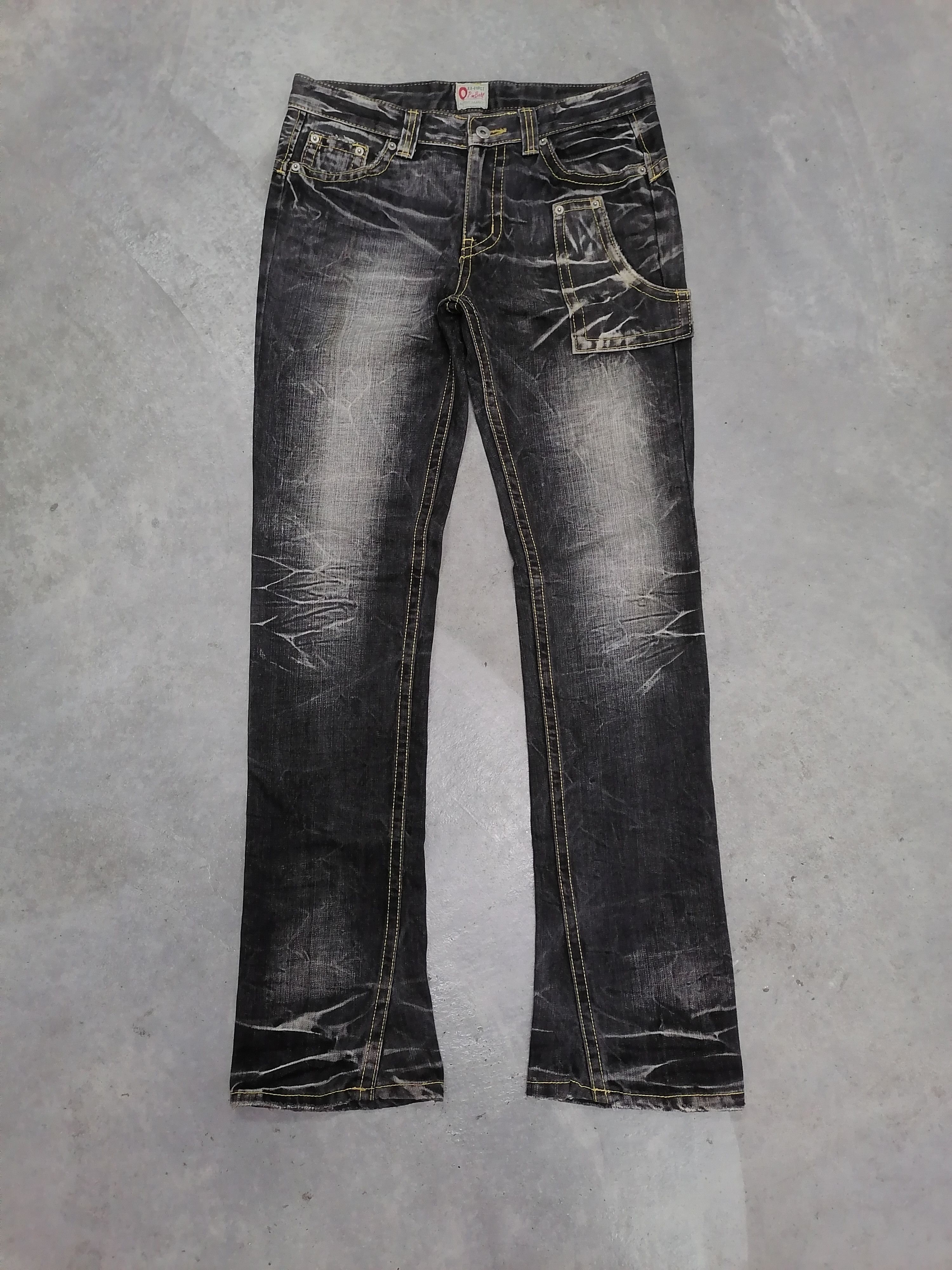 Japanese Brand FLARED TWIST🔥🔥🔥Pinball Washed Black Denim Bushpants⚡ Size US 31 - 2 Thumbnail