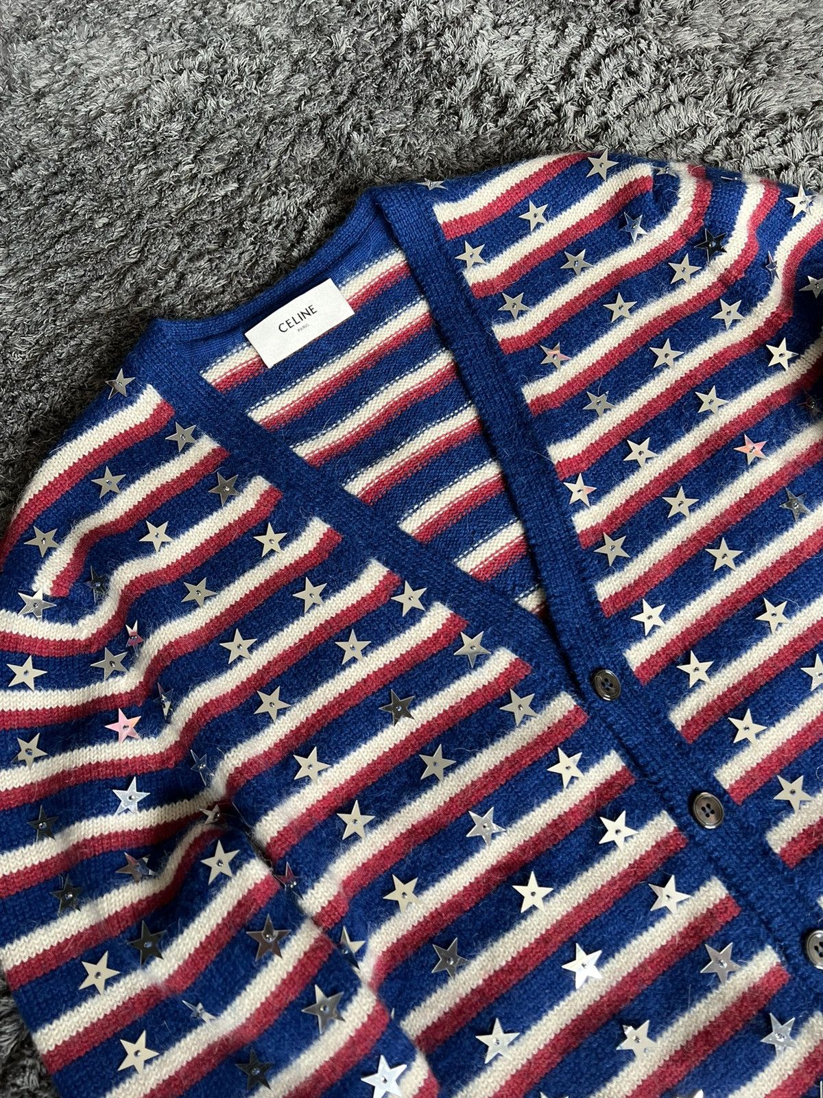 Celine × Hedi Slimane SS21 Star Embroidered Loose Cardigan sz S Size US S / EU 44-46 / 1 - 2 Thumbnail