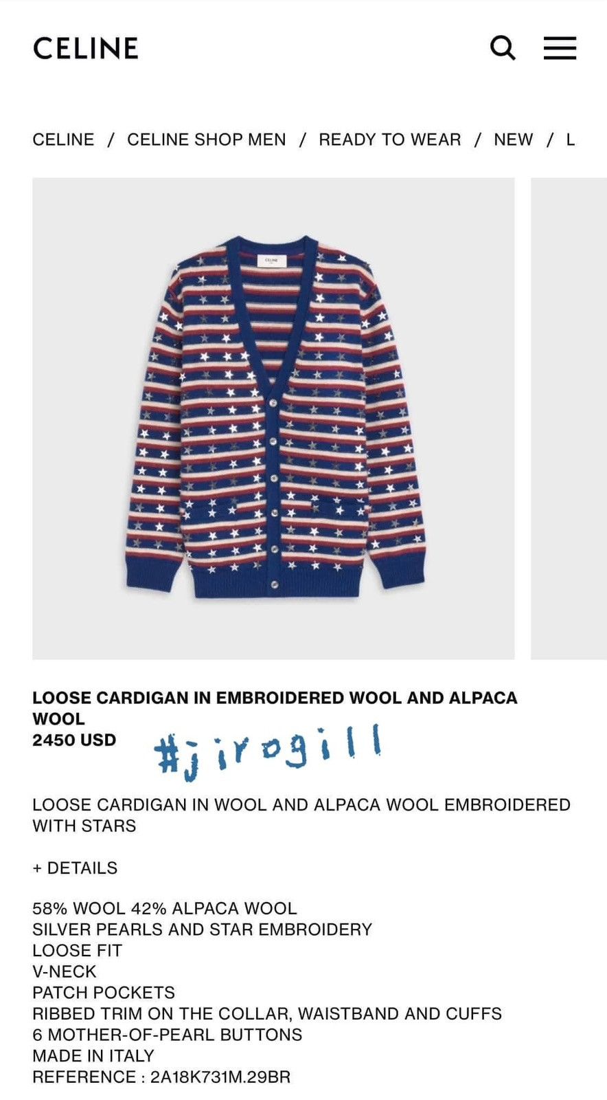 Celine × Hedi Slimane SS21 Star Embroidered Loose Cardigan sz S Size US S / EU 44-46 / 1 - 10 Thumbnail