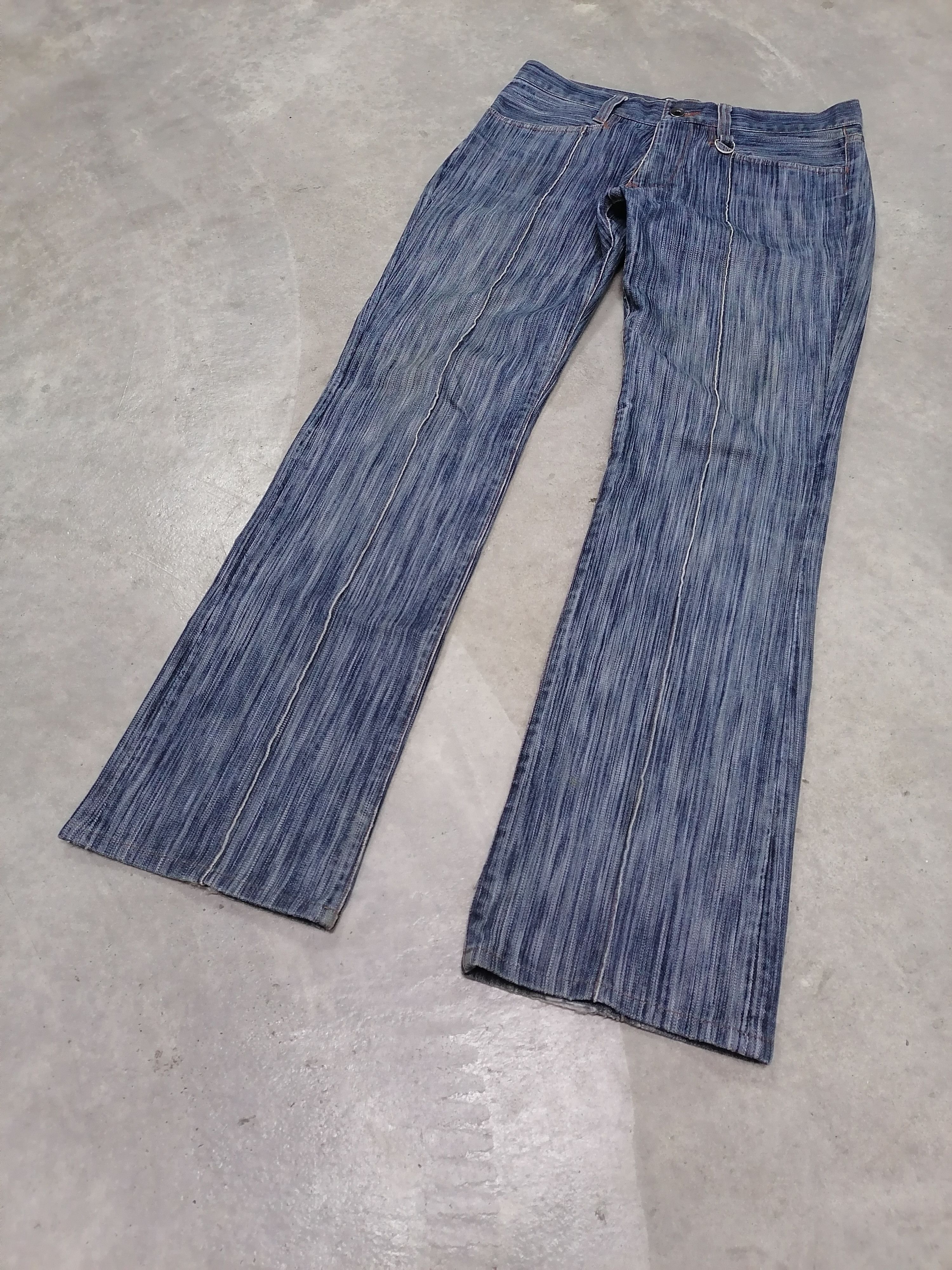 Japanese Brand Rare🔥Nicole Club For Men Stripe Distressed Denim Pants⚡⚡⚡ Size US 30 / EU 46 - 2 Thumbnail