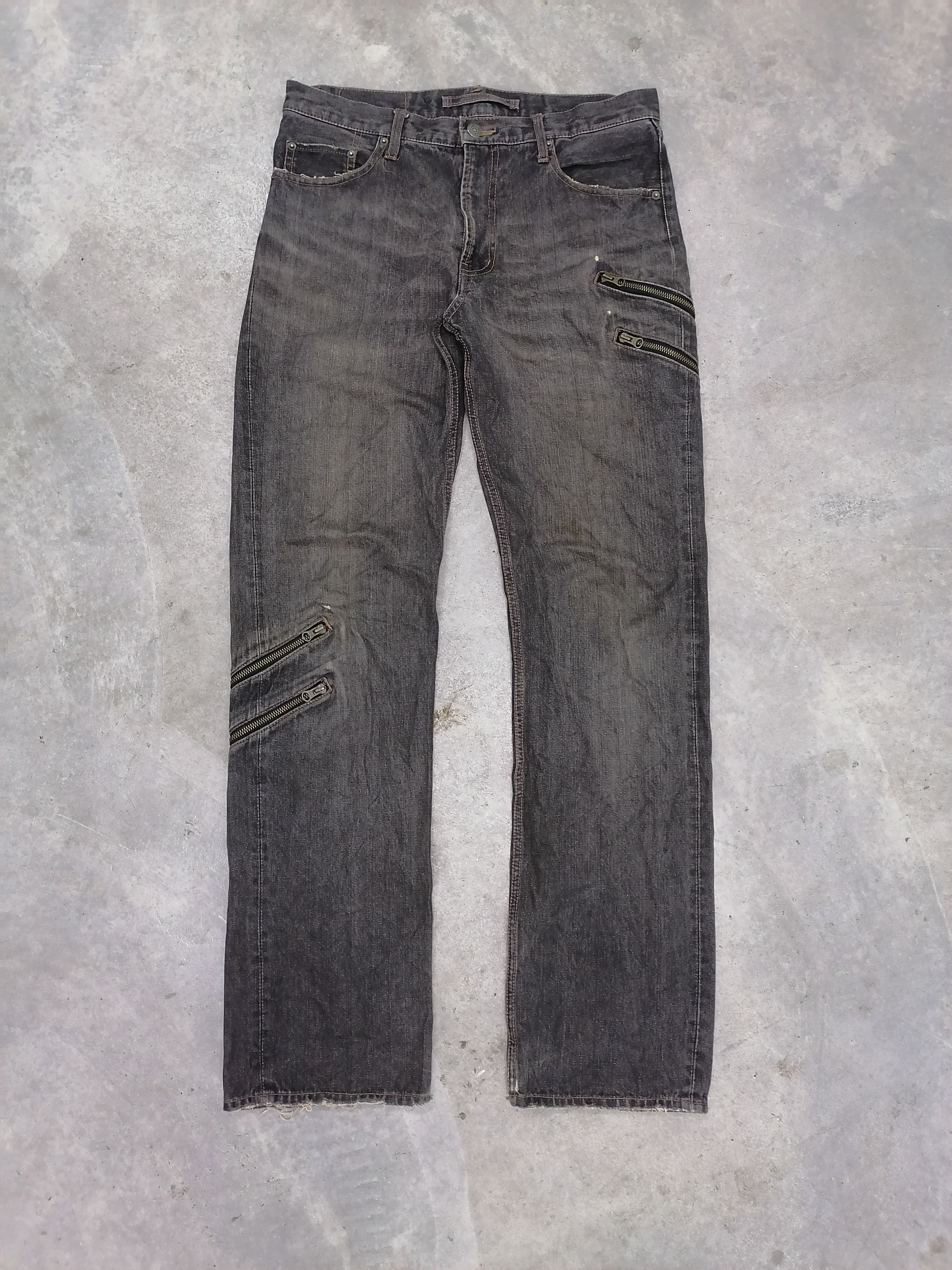 PPFM Rare🔥PPFM Multizipper Pocket Distressed Denim Pants⚡⚡⚡ Size US 33 - 3 Thumbnail