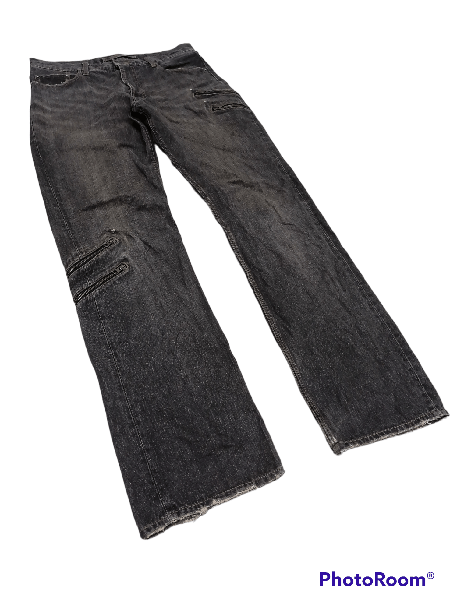 PPFM Rare🔥PPFM Multizipper Pocket Distressed Denim Pants⚡⚡⚡ Size US 33 - 1 Thumbnail