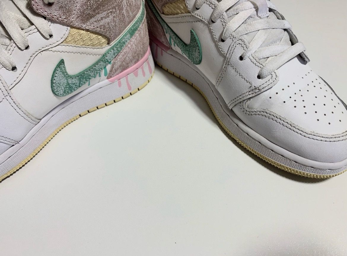 Jordan Brand Nike Air Jordan 1 Mid Paint Drip Ice Cream Pink 37 Size US 7 / IT 37 - 3 Thumbnail