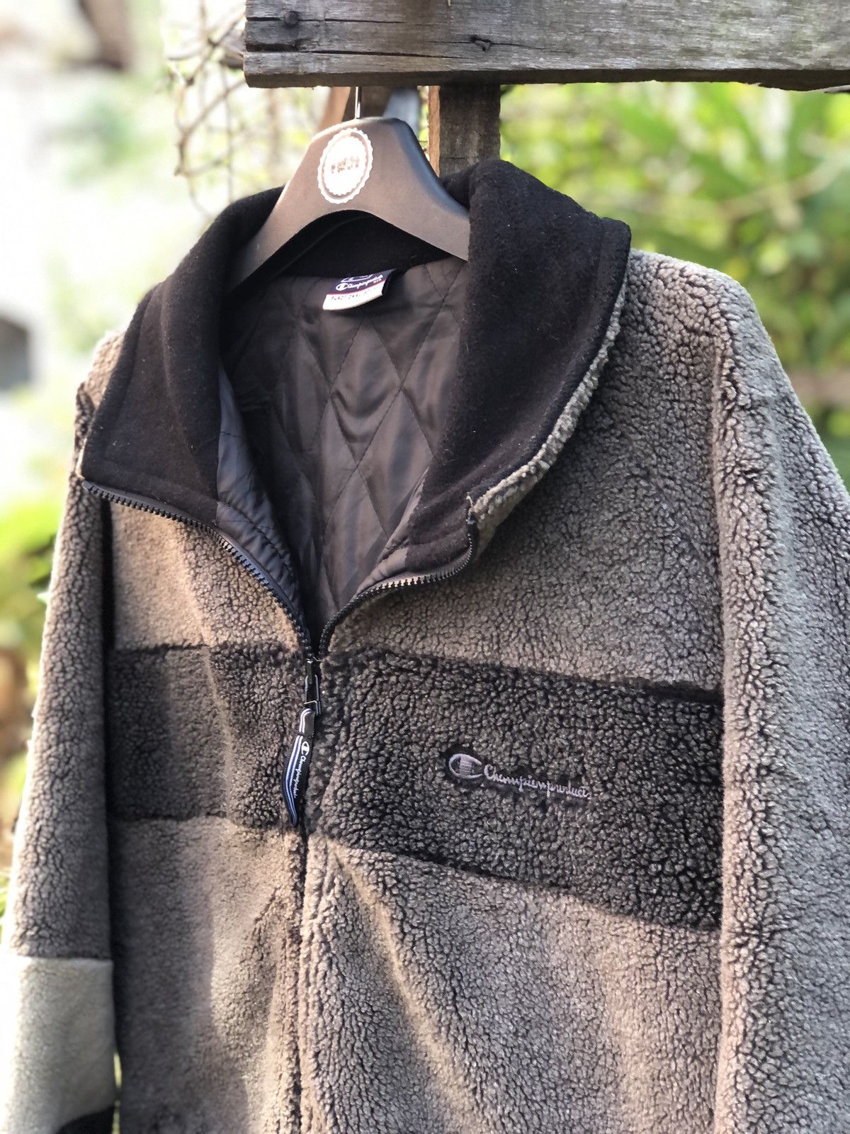 Champion Vintage 90's Brown Sherpa Zipper Jacket by Champion Products Size US XXL / EU 58 / 5 - 2 Thumbnail