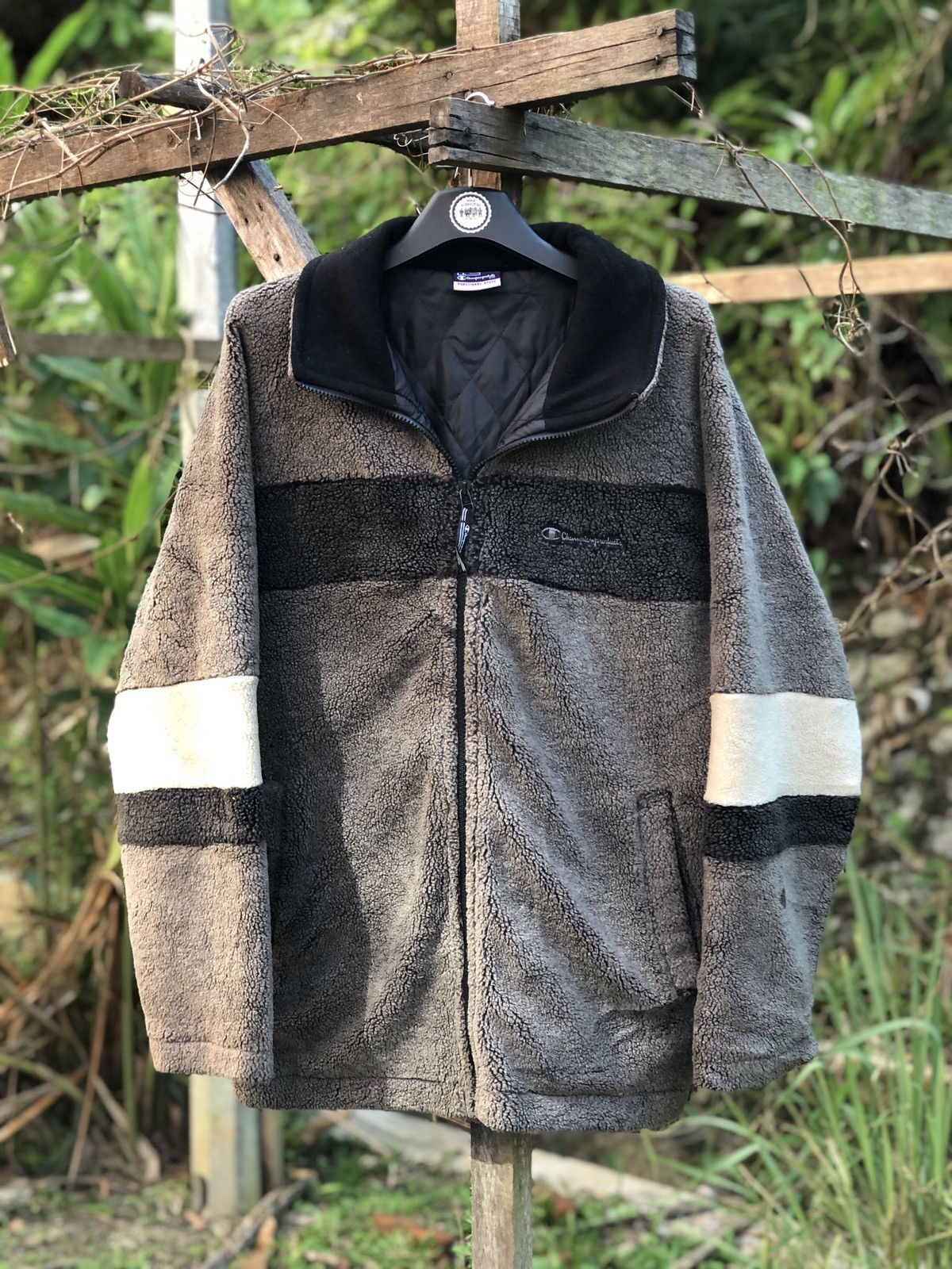 Champion Vintage 90's Brown Sherpa Zipper Jacket by Champion Products Size US XXL / EU 58 / 5 - 1 Thumbnail