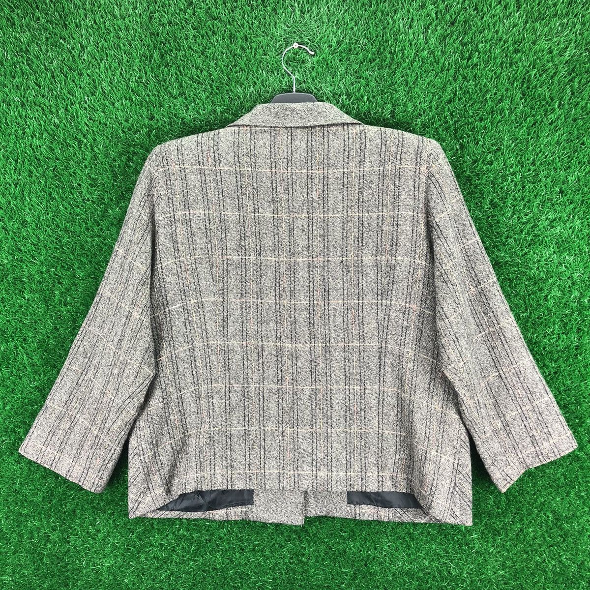 Japanese Brand Vintage 90's Wool Tartan Grey Check Women Jacket Size M / US 6-8 / IT 42-44 - 4 Thumbnail