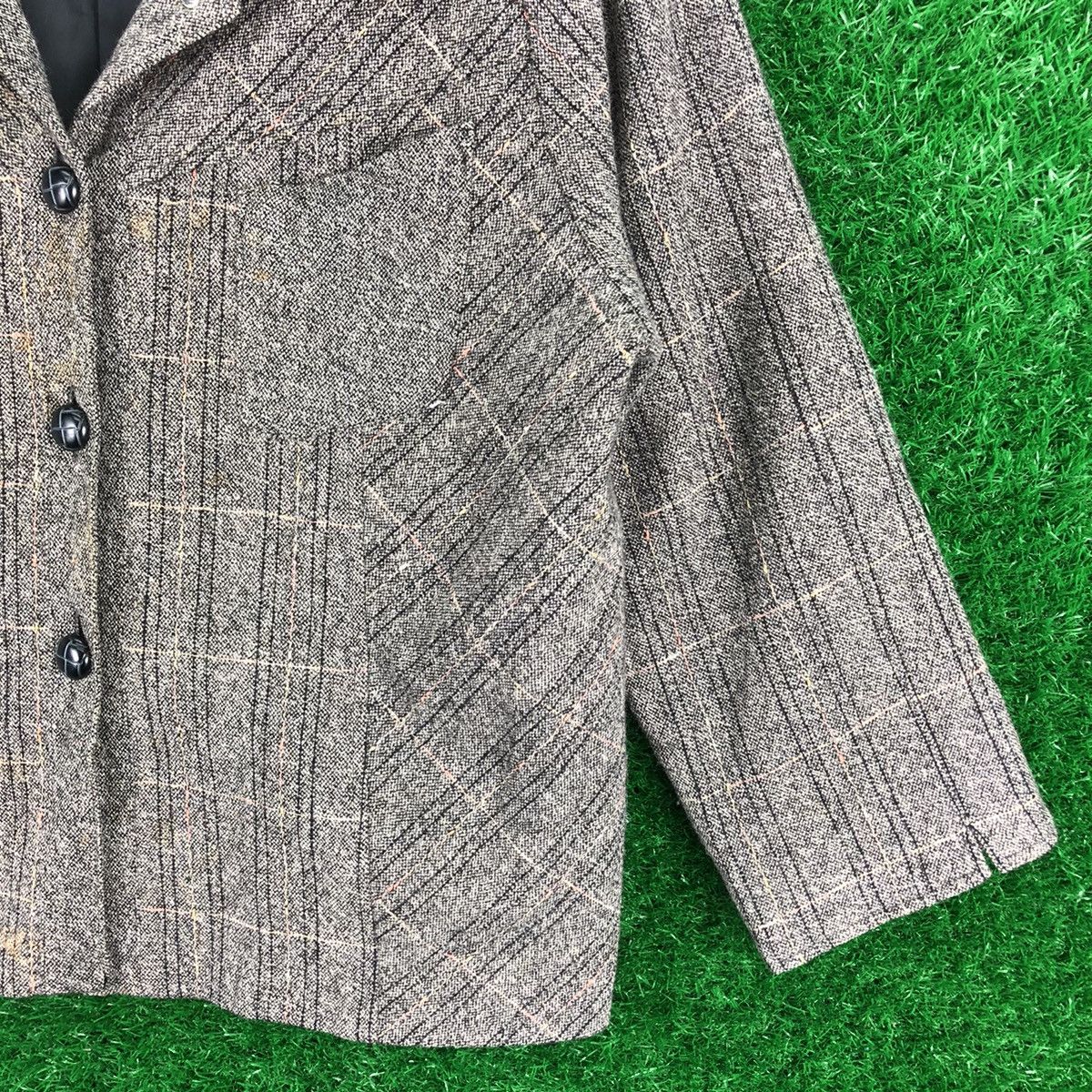 Japanese Brand Vintage 90's Wool Tartan Grey Check Women Jacket Size M / US 6-8 / IT 42-44 - 3 Thumbnail