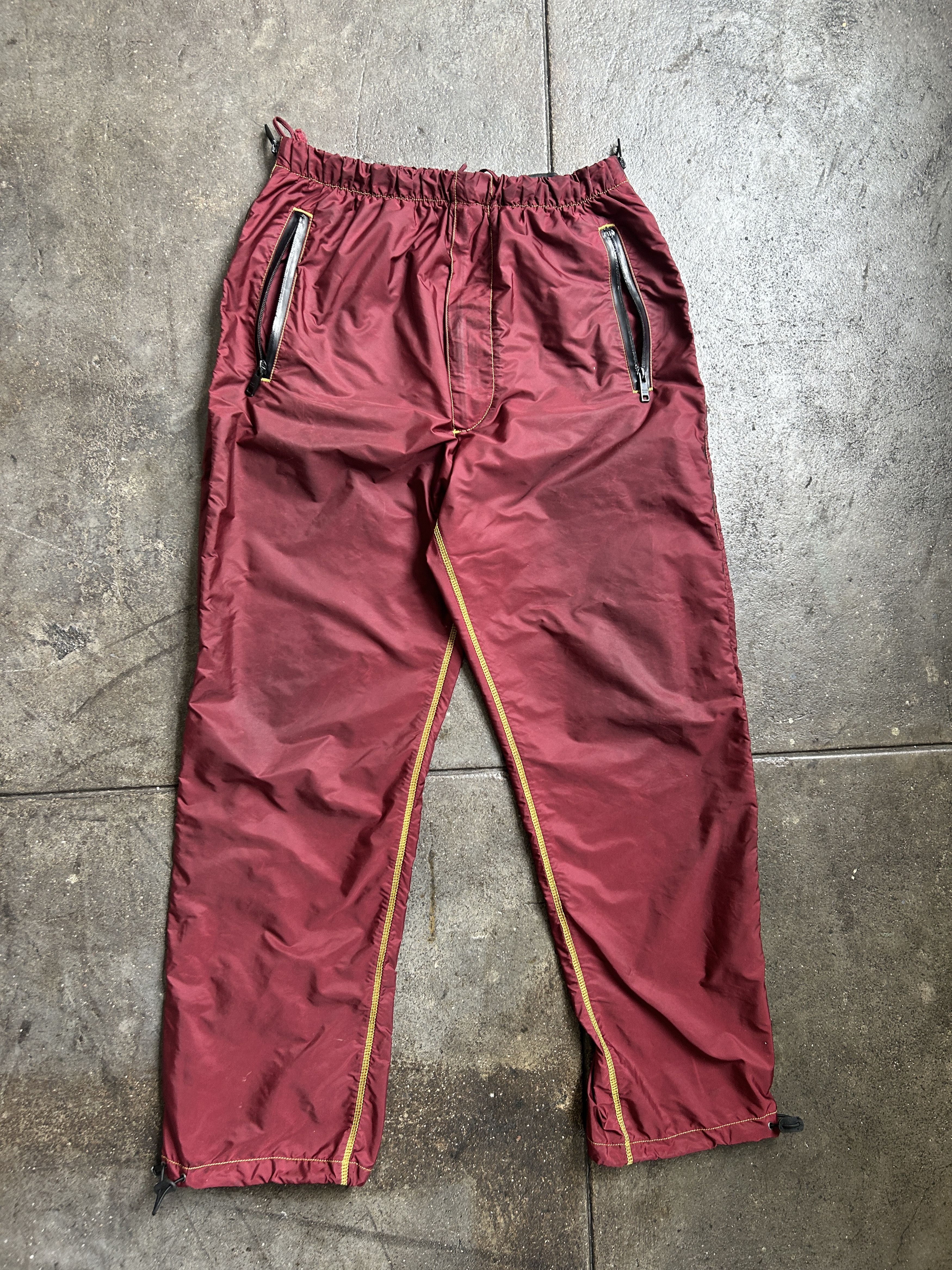 image of 2017 Burgundy Prada Slightly Reflective Trackpants in Burgandy, Men's (Size 32)