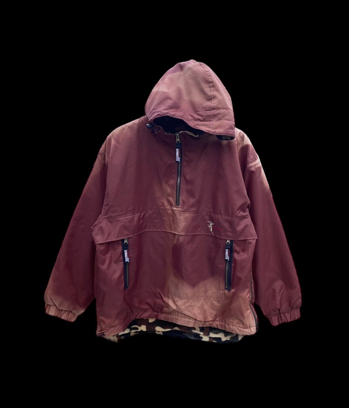 image of Vision Streetwear Sun Faded Pullover Parka in Maroon Sun Faded, Men's (Size Medium)