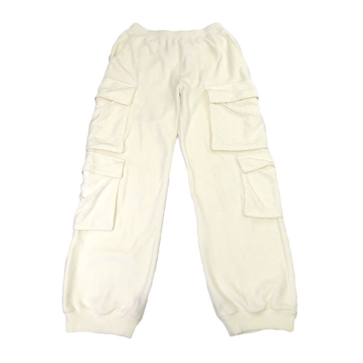 image of Louis Vuitton Velor Monogram Cargo Pants in Cream, Men's (Size 30)